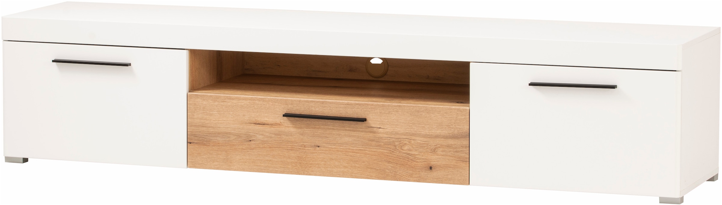 Home affaire Lowboard »Salerno, moderner Unterschrank, Kommode in Weiß mit Eiche Evoke Dekor« Metallgriffe, ausreichend Stauraum, vielseitig einsetzbar, 205cm breit