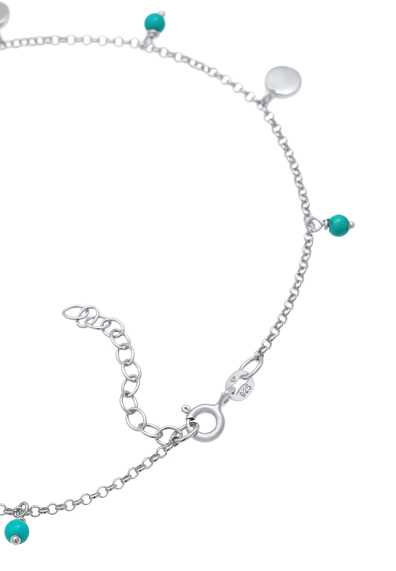 Elli Fußkette »Fußschmuck Erbskette Plättchen Howlith Türkis 925er Silber«