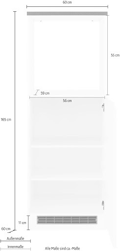 HELD MÖBEL Backofenumbauschrank »Virginia«, 165 cm hoch, 60 cm breit, Nische für Ofen B/H/T: 56/59/55 cm, 1 Tür