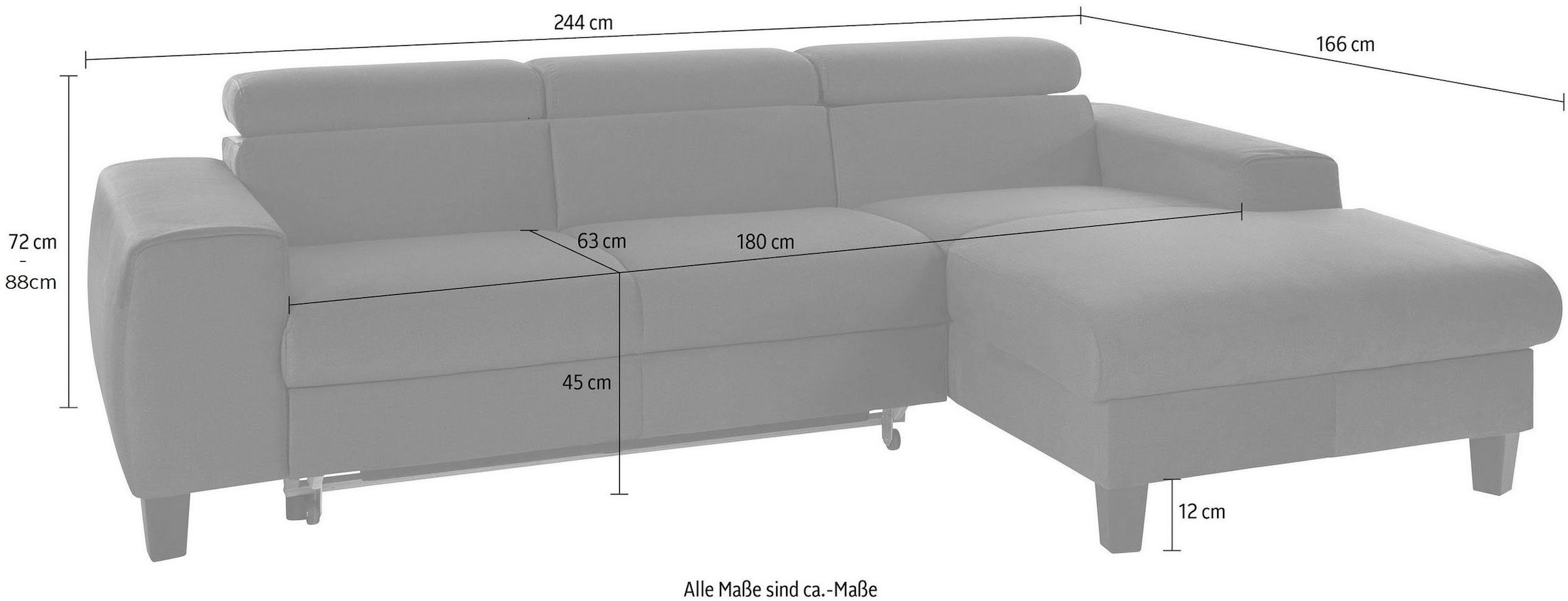 COTTA Polstergarnitur »Morven L-Form« Set,  Set bestehend aus: Ecksofa mit Kopfteilverstellung & Hocker