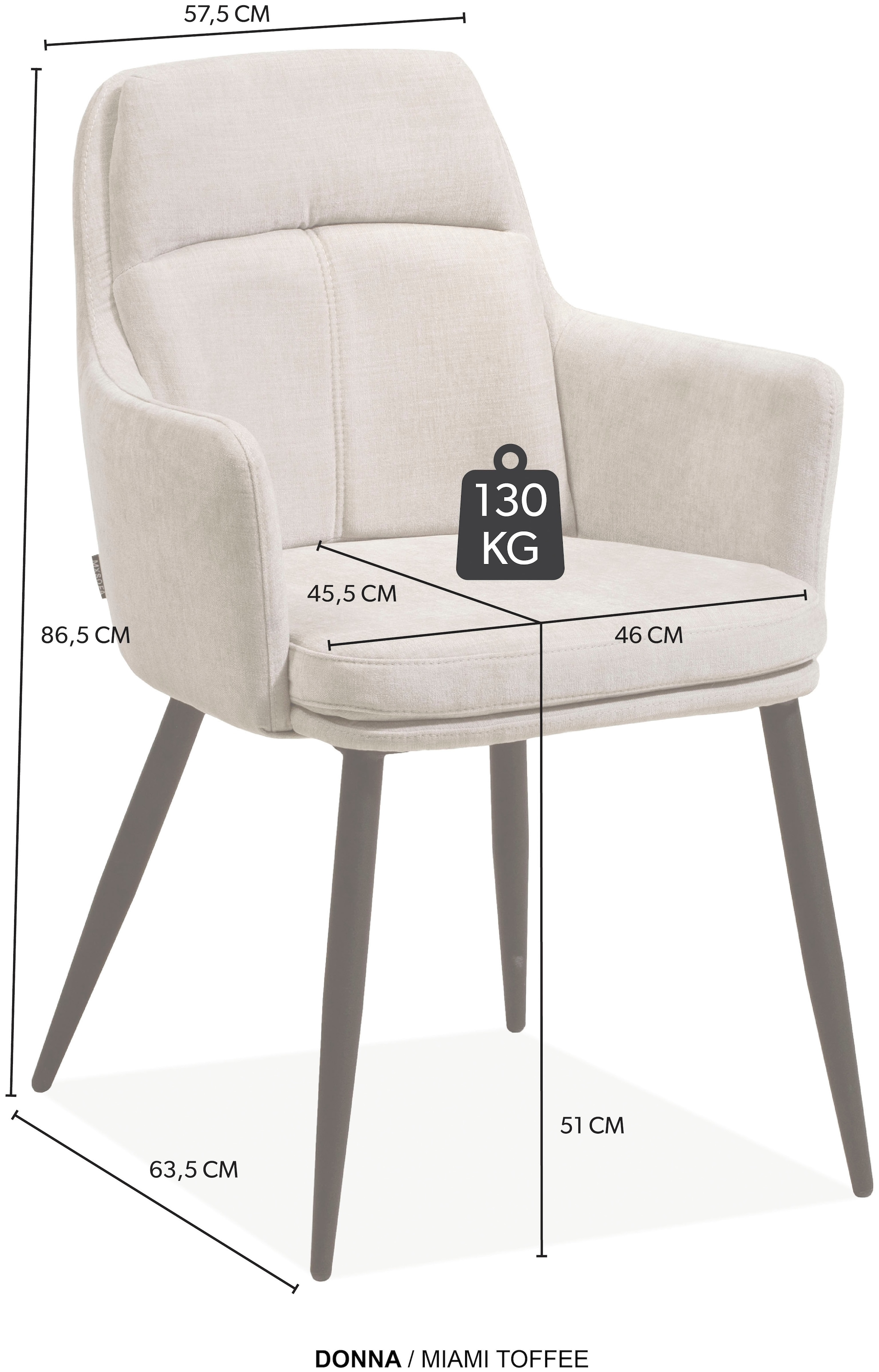 OMG Design Armlehnstuhl »Donna« (Set) 1 Stk.Schalenstuhl, bequem gepolstert, Esszimmerstuhl