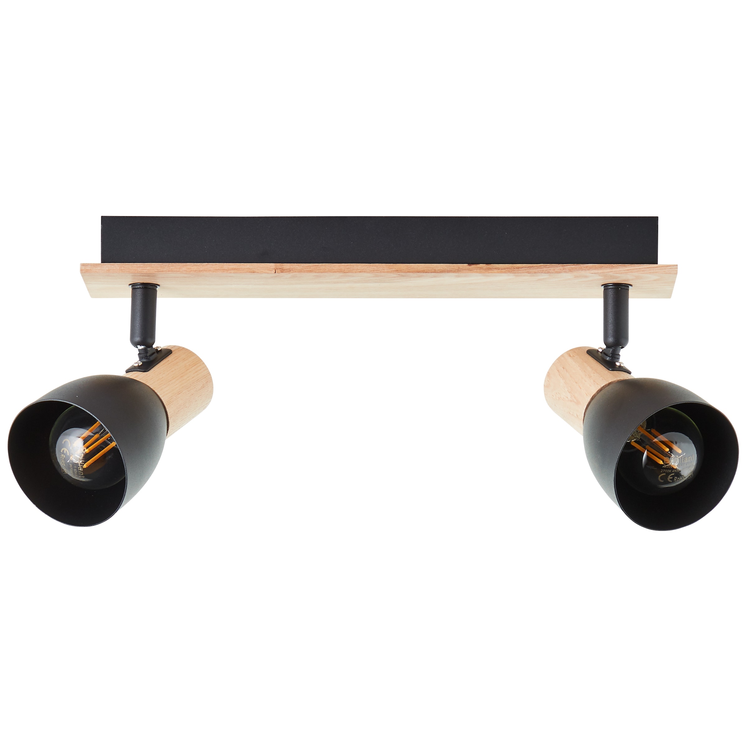Brilliant Deckenstrahler »Daintree«, 2 flammig, Leuchtmittel E14 | ohne Leuchtmittel, Breite 37 cm, E14, Metall/Holz, schwarz/natur
