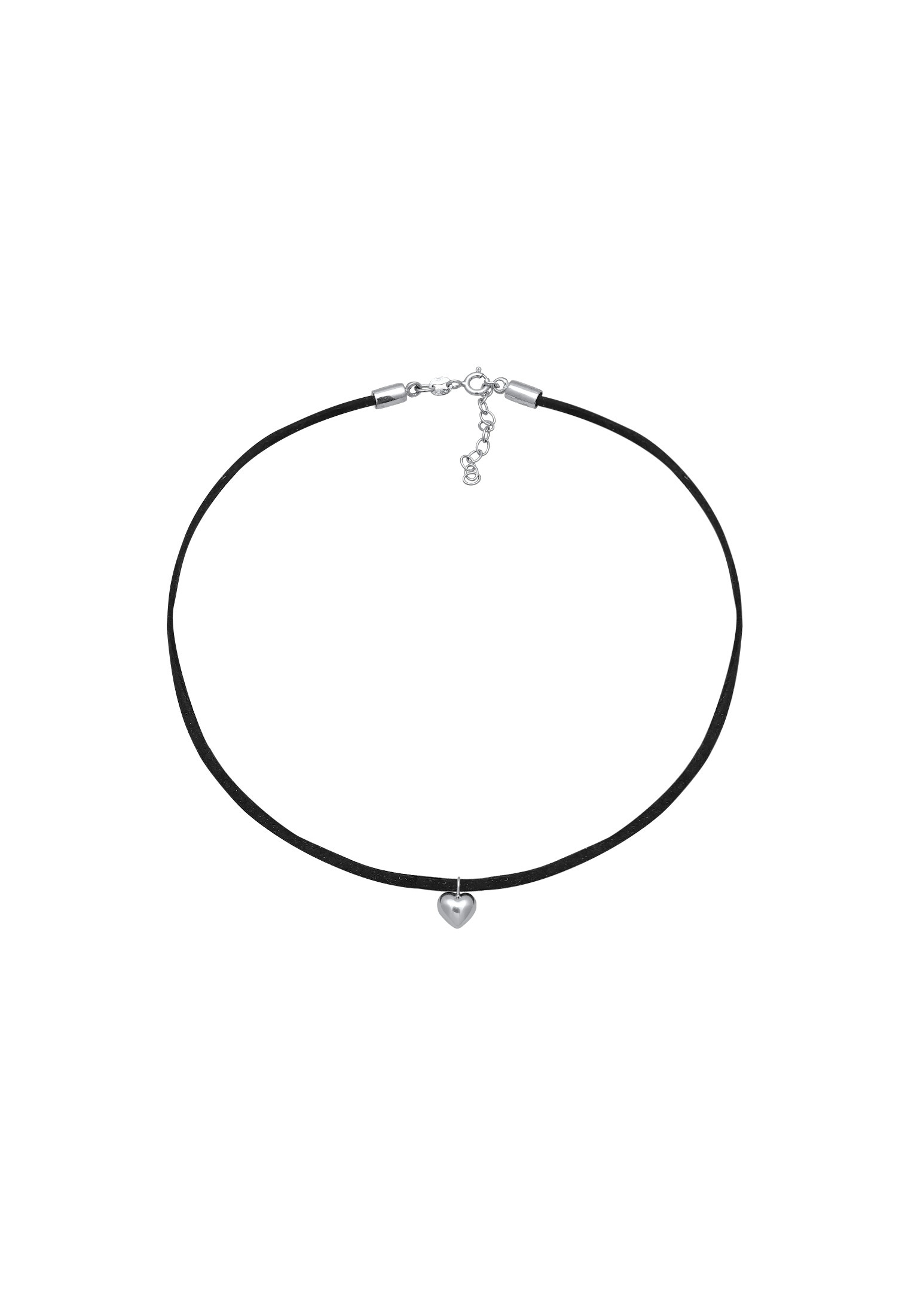 Elli Choker »Halskette Lederkette Velour Optik Herz Anhänger 925 silber«