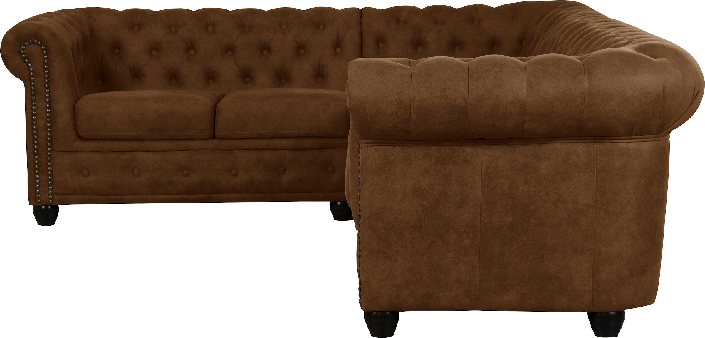 Home affaire Chesterfield-Sofa »Rysum L-Form« Chesterfield-Optik , gleichschenklig