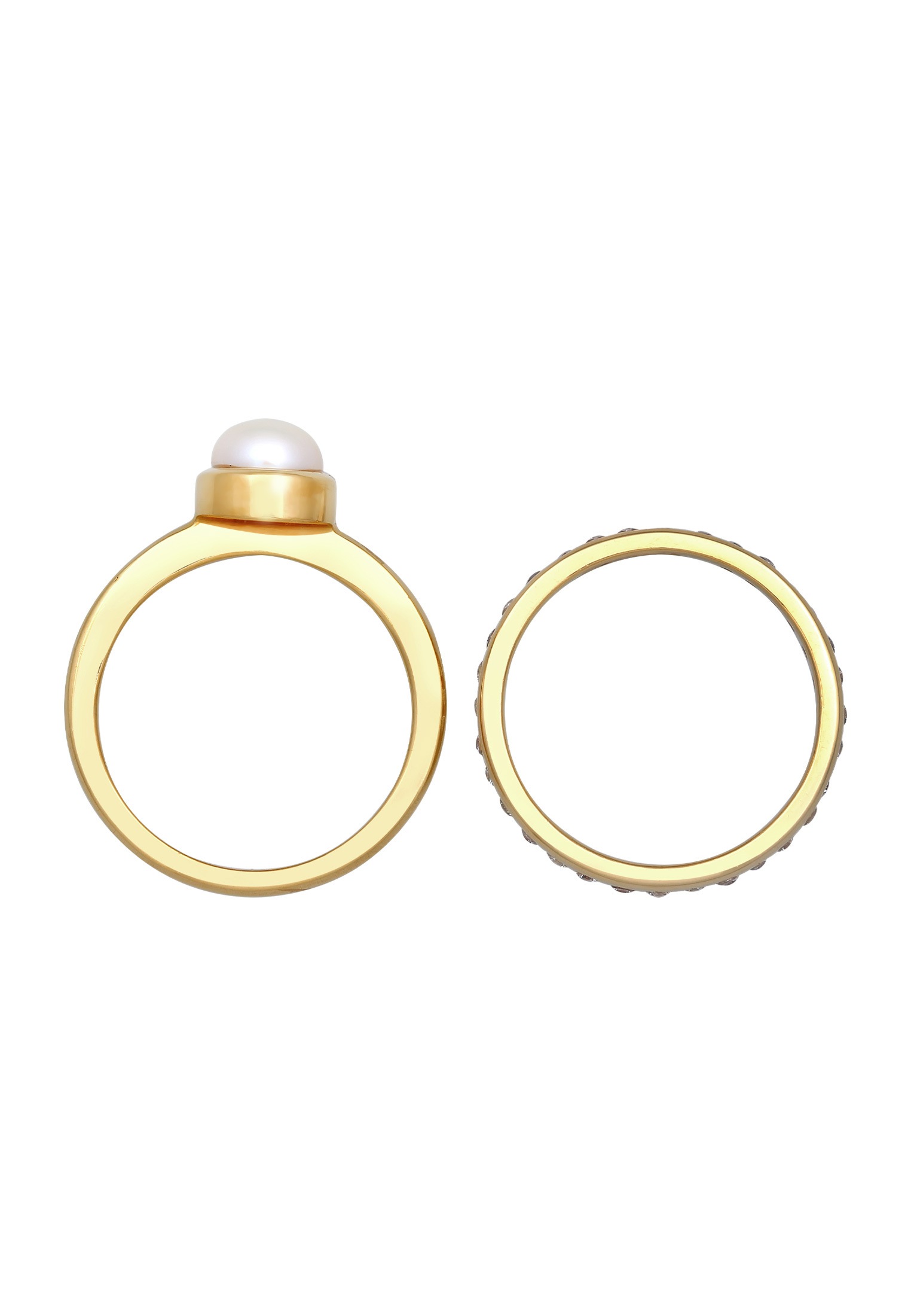 Nenalina Ring-Set »Ring Süßwasserperle Eternity Zirkonia 2er Set 925«