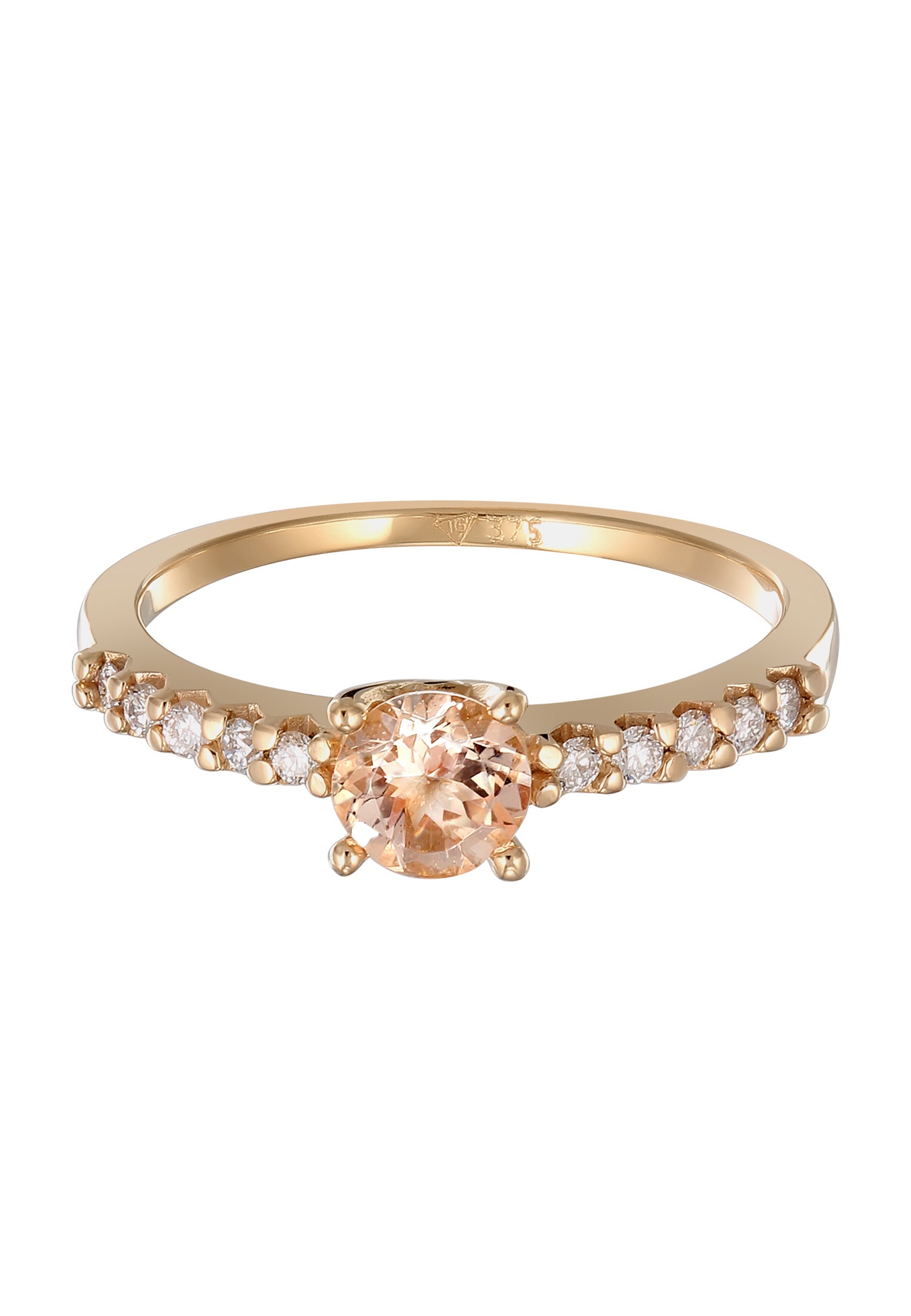 Elli DIAMONDS Verlobungsring »Ring Morganite Weiß Diamantschliff (0.04 ct) 375 Gelbgold«