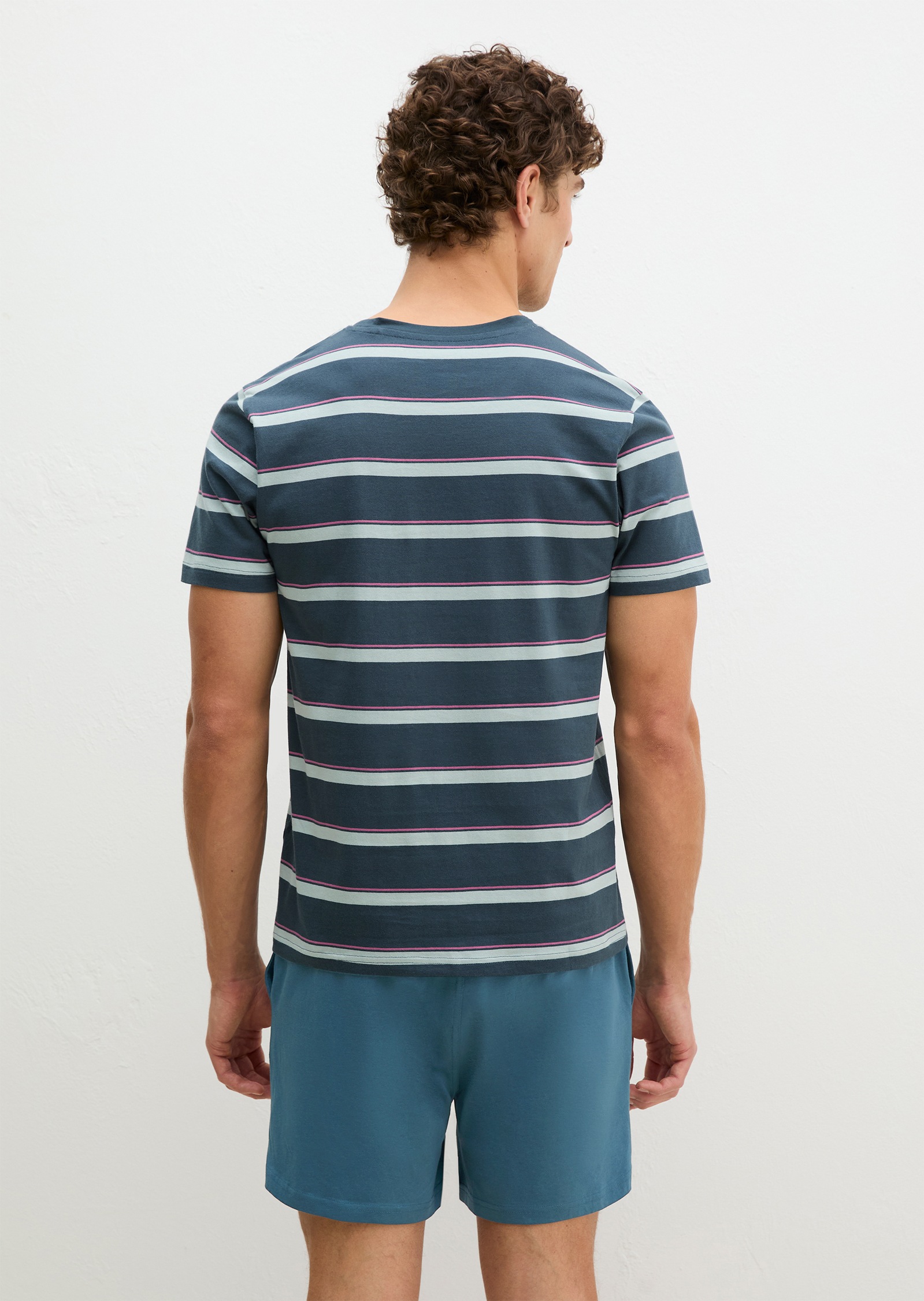 Marc O'Polo Shorty »Mix N Match Cotton« 2 tlg. mit Rundhalsausschnitt, kurzem Arm und gestreiftem Oberteil