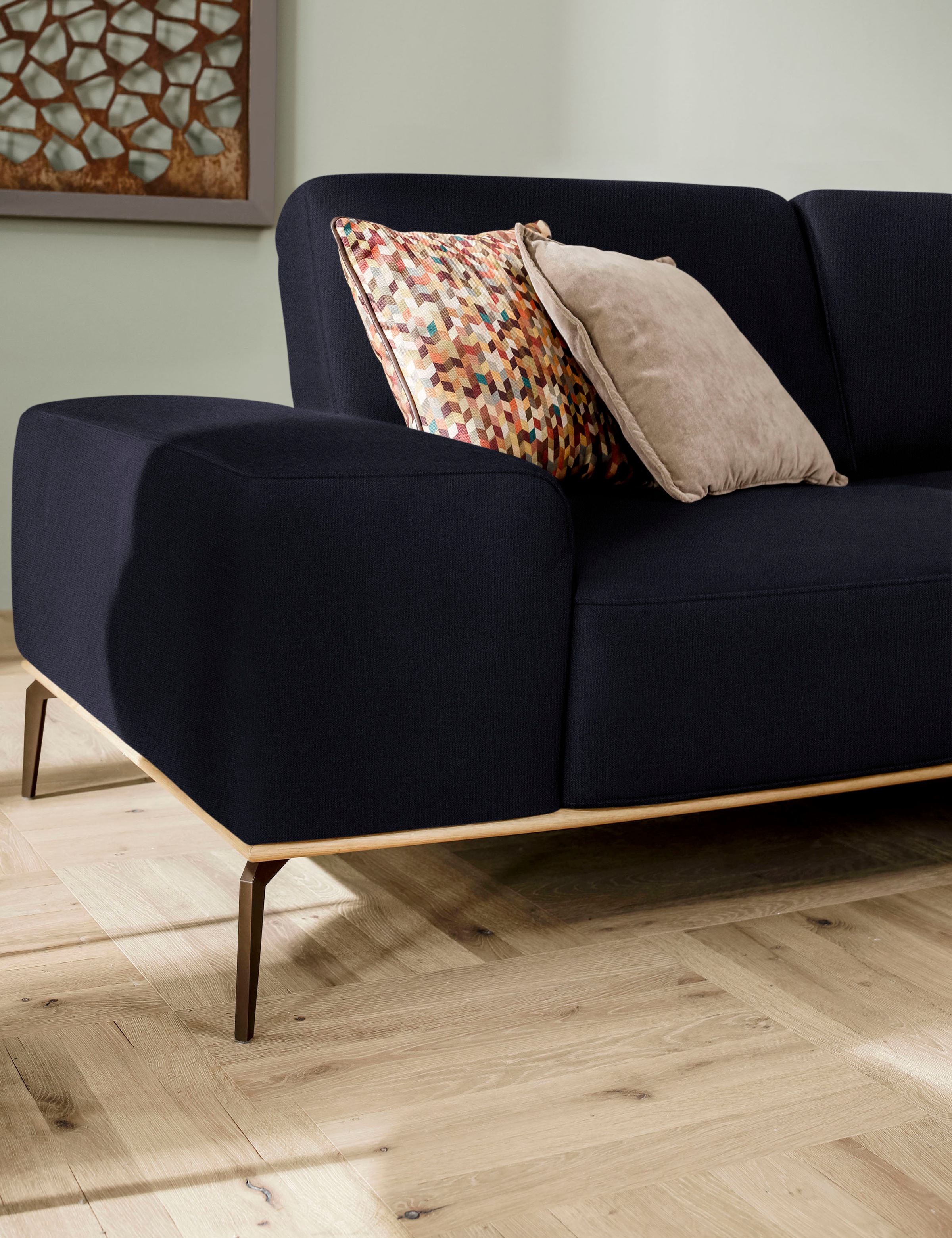 W.SCHILLIG Ecksofa »run, Designsofa mit tollem Sitzkomfort, bequem, L-Form«, mit Holzsockel, Füße in Bronze pulverbeschichtet, Breite 319 cm