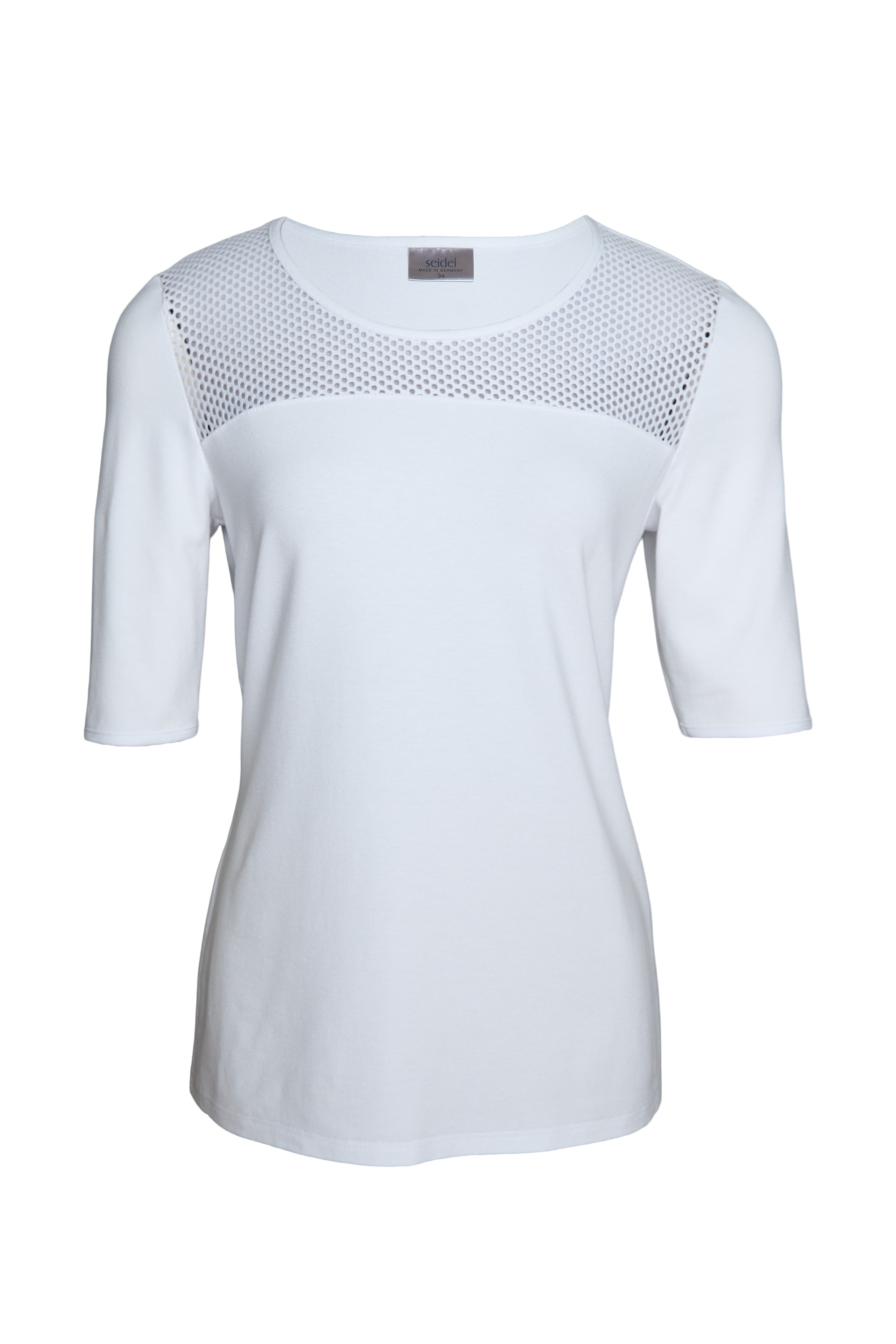 Seidel Moden Rundhalsshirt mit transparenten Lochmuster vorne - MADE IN GERMANY