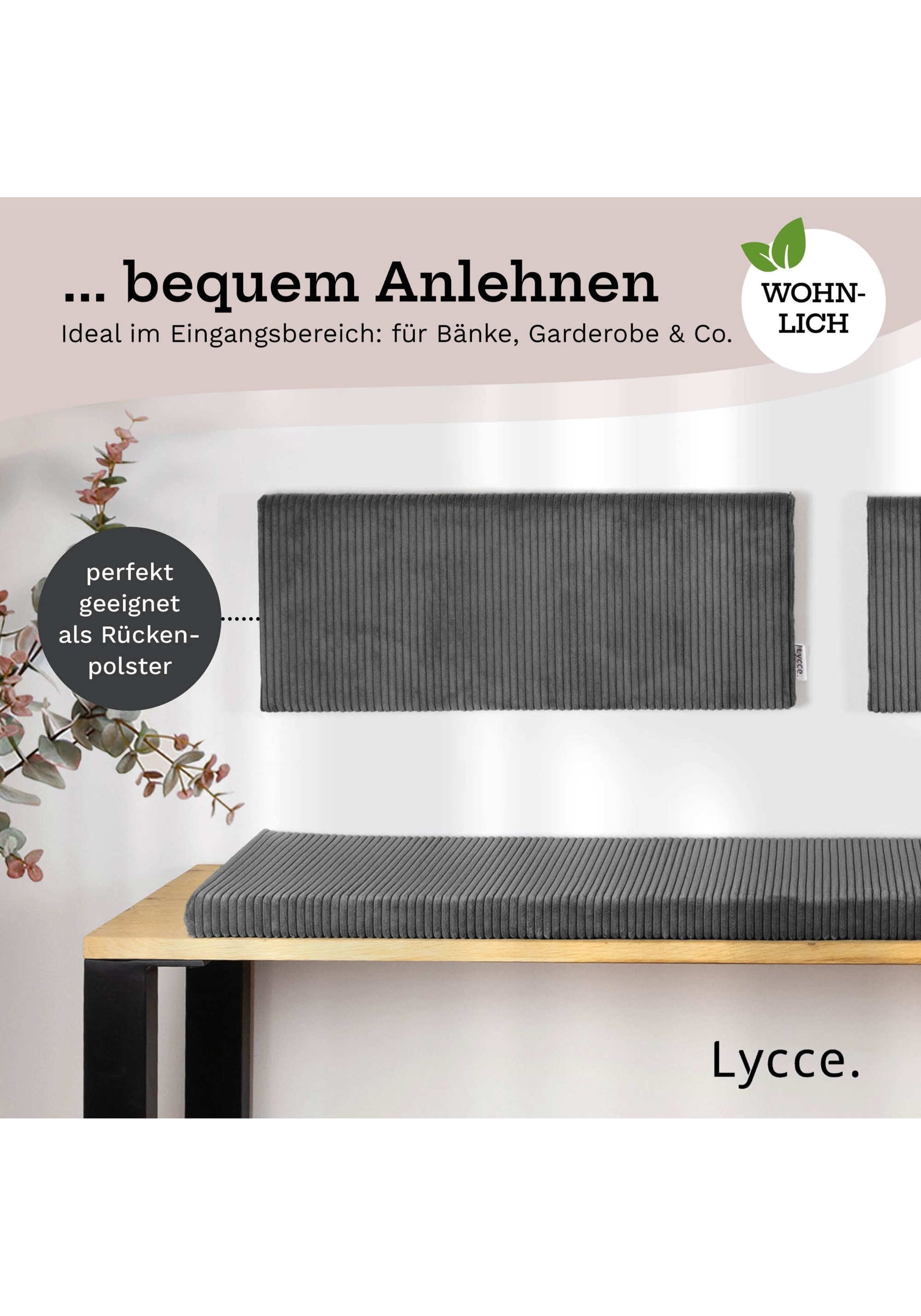 Lycce Rückenkissen »Wandkissen Wandkissen Cord 1er Pack«