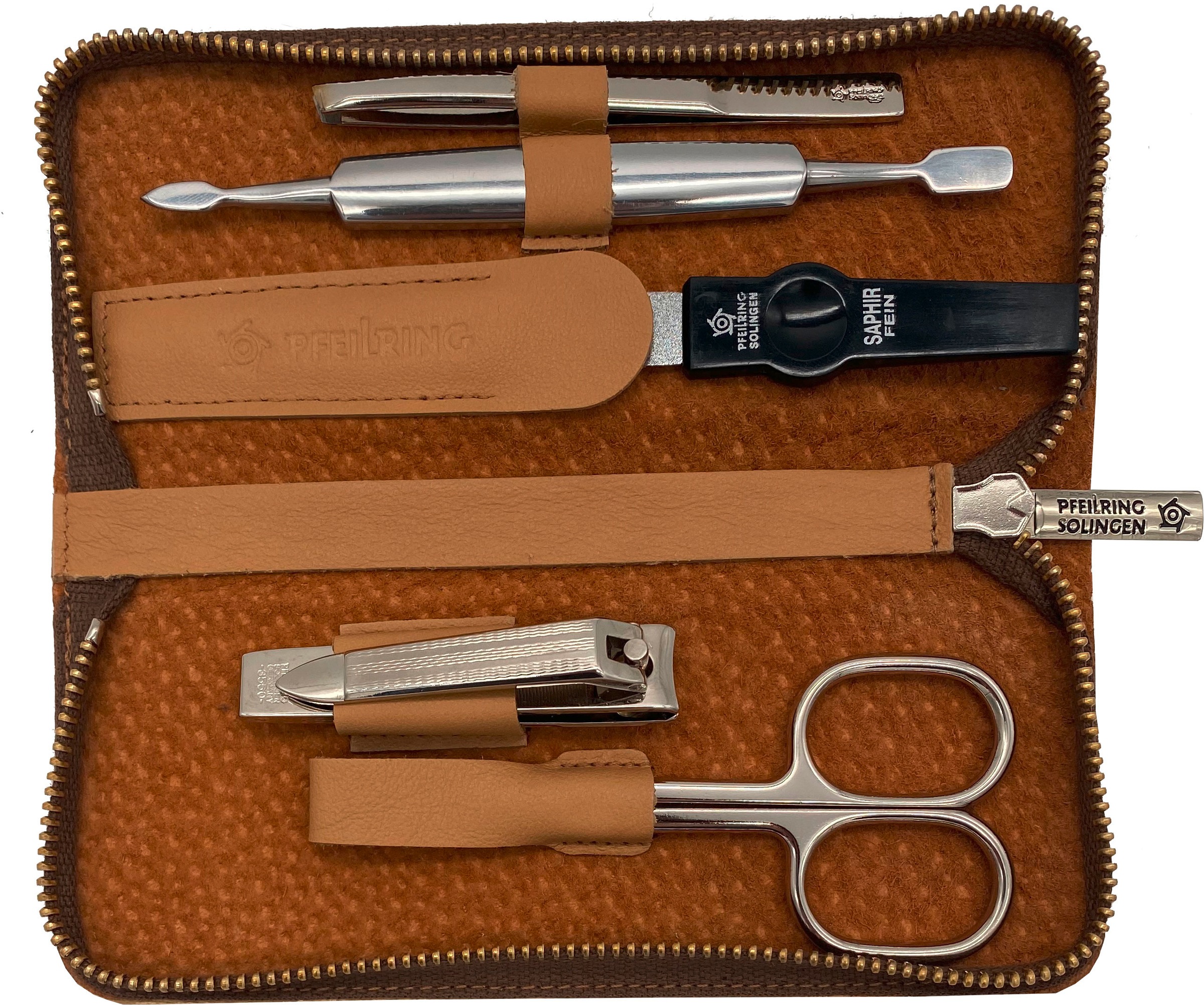 PFEILRING Maniküre-Etui Reißverschlussetui Nappaleder