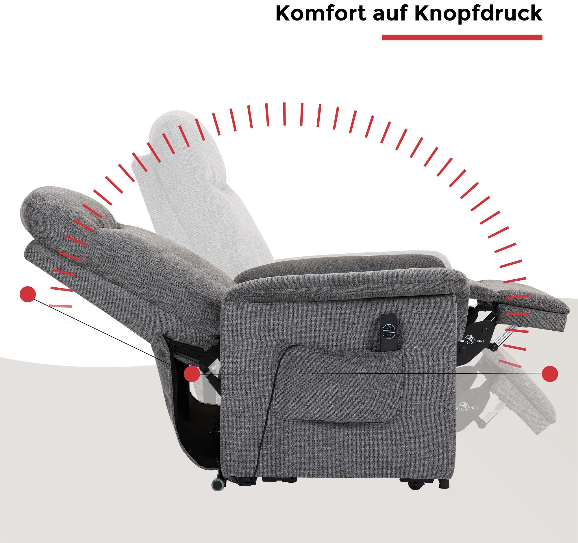 Duo Collection »TV-Sessel Pylos« 1 Stk. tlg. Relaxfunktion und Taschenfederkern mit Stahlwellenunterfederung