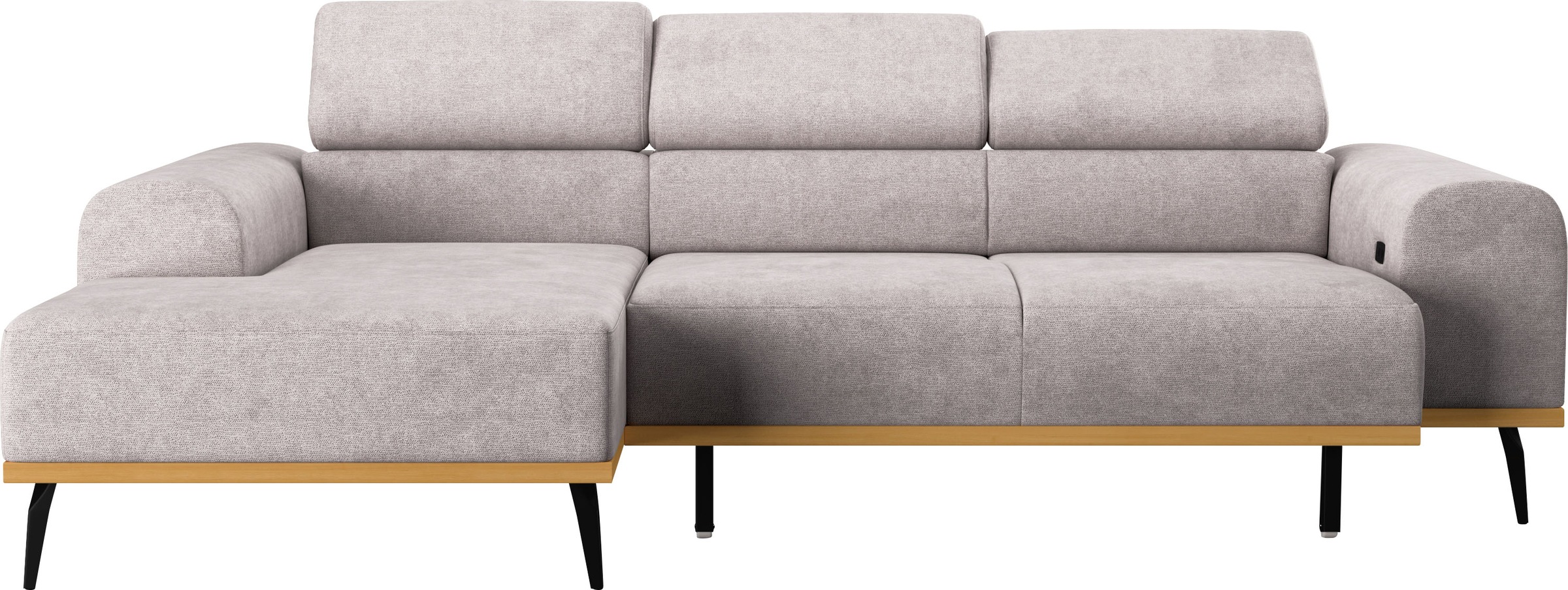 Places of Style Ecksofa »Carlo L-Form«, mit Kopfteilverstellung & Holz-Rahmenoptik, wahlweise Relaxfunktion