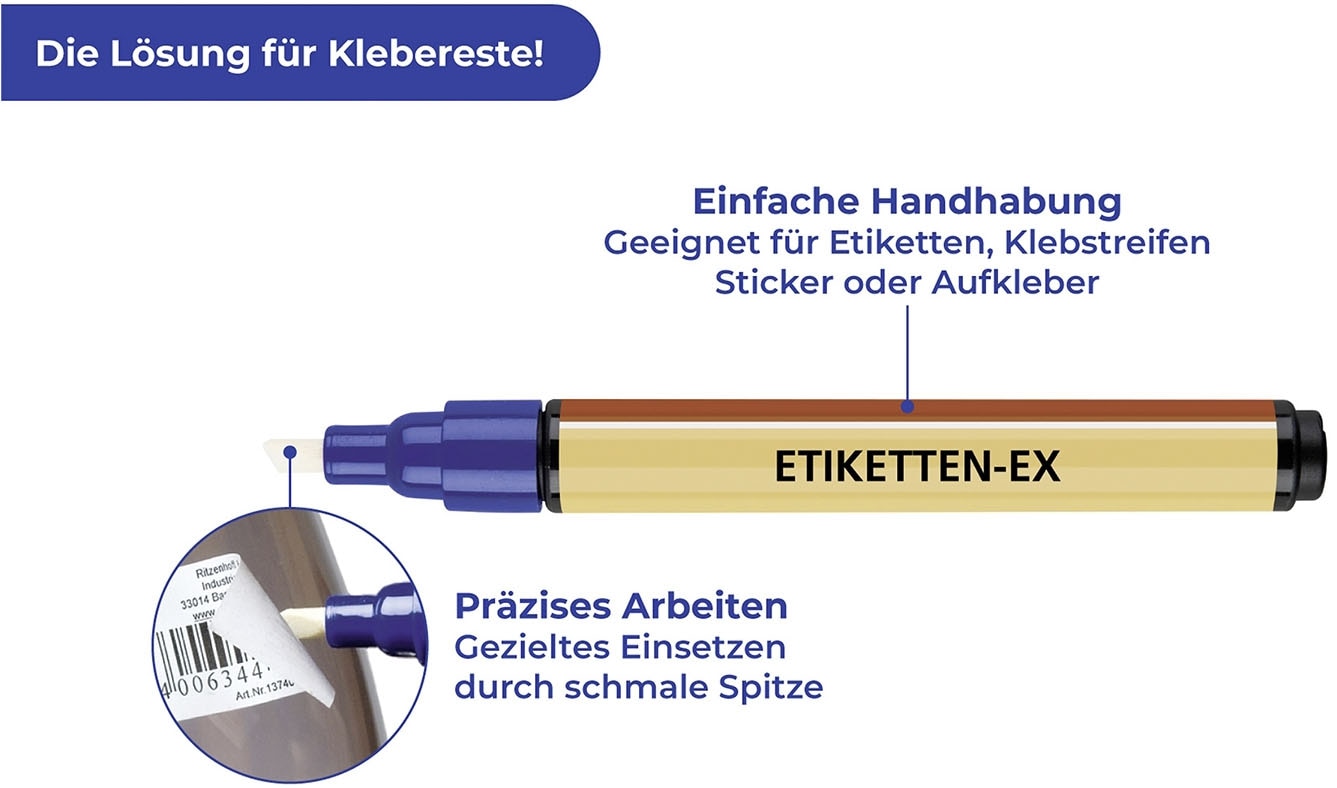 Maximex Etikettenrolle »Etiketten-Ex und Haftetiketten«, (Set, 4 St.), selbstklebend, zum Beschriften, mit Etikettenentfernungsstiften