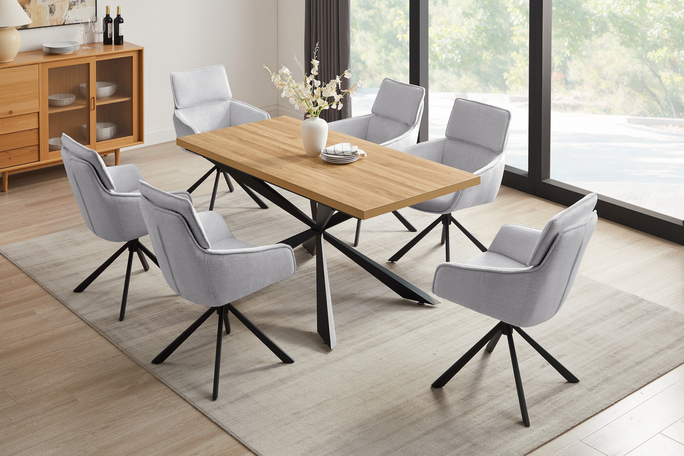 Home affaire Esszimmerstuhl »Cusey«, 1 St., Webstoff, mit 360° Metallfuß, Komfort-Rückenlehne und hautfreundlichem Webstoff