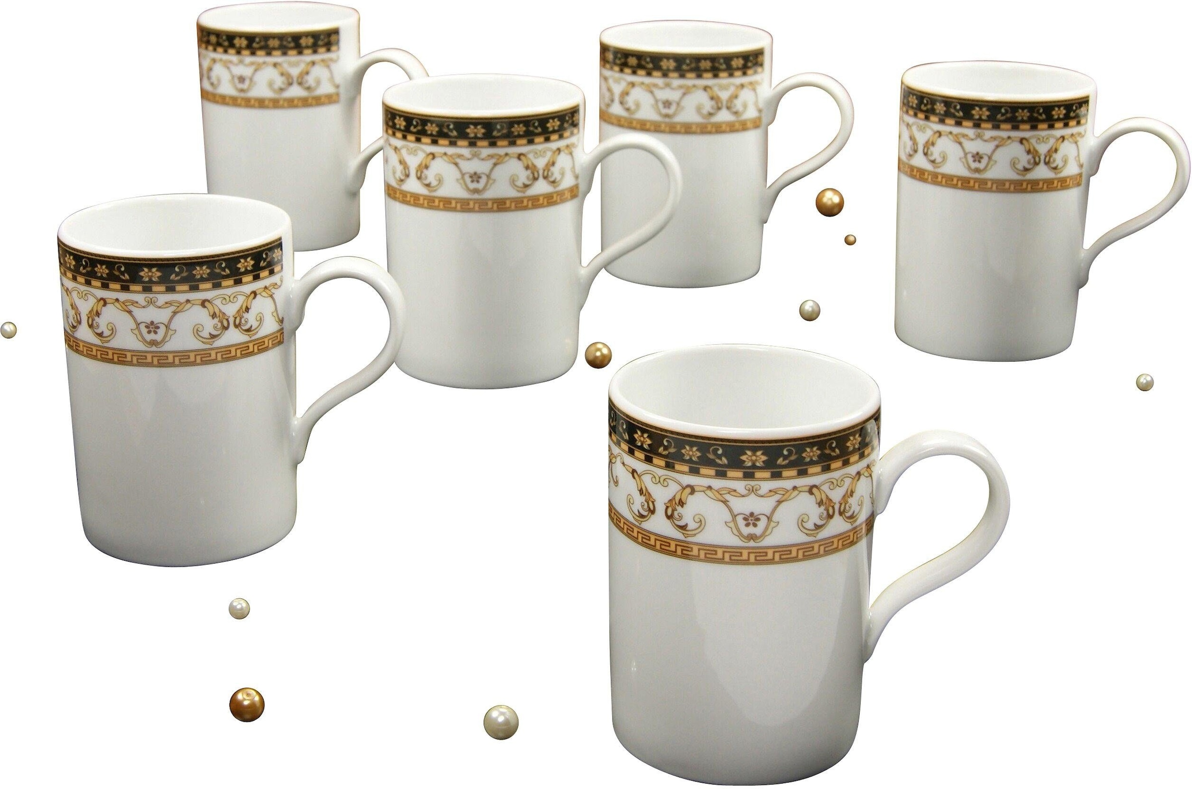 Jahren Dekor Garantie Becher CreaTable Majestosa«, mit 6-teilig 6 Tassen 3 XXL (Set, »Kaffeebecher Set, schwarz abgesetzt, tlg.),