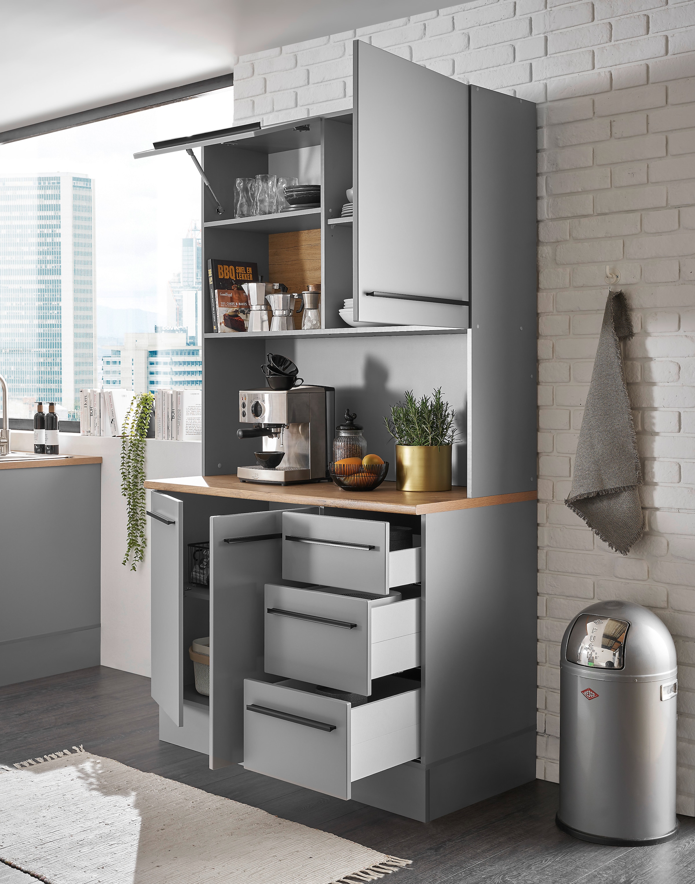 BASIC by Balculina Buffet »Denver, Küchenbuffet BxHxT 120x211x60«, (1 St.), Breite 120cm, Soft-Close für Türen und Schubkästen