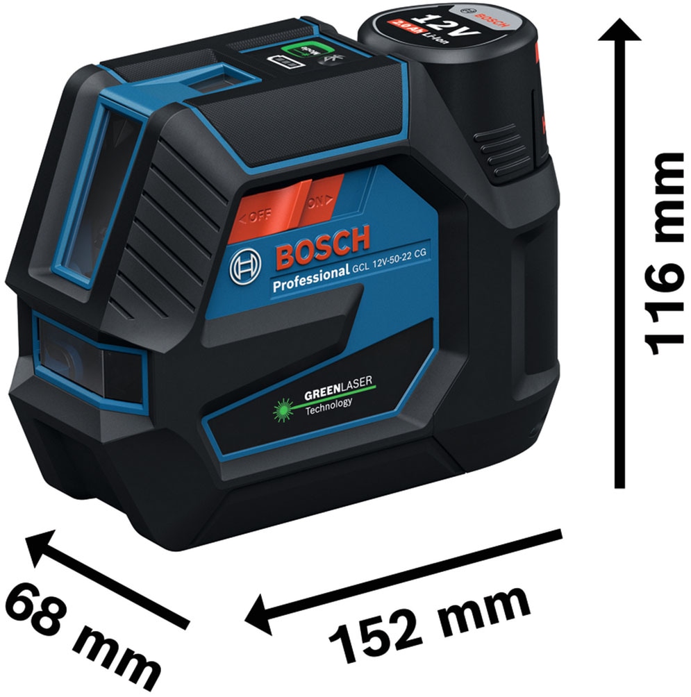 Bosch Professional Kreuzlinienlaser »Kombilaser »GCL 12V-50-22 CG««, ohne Akku, ohne Ladegerät