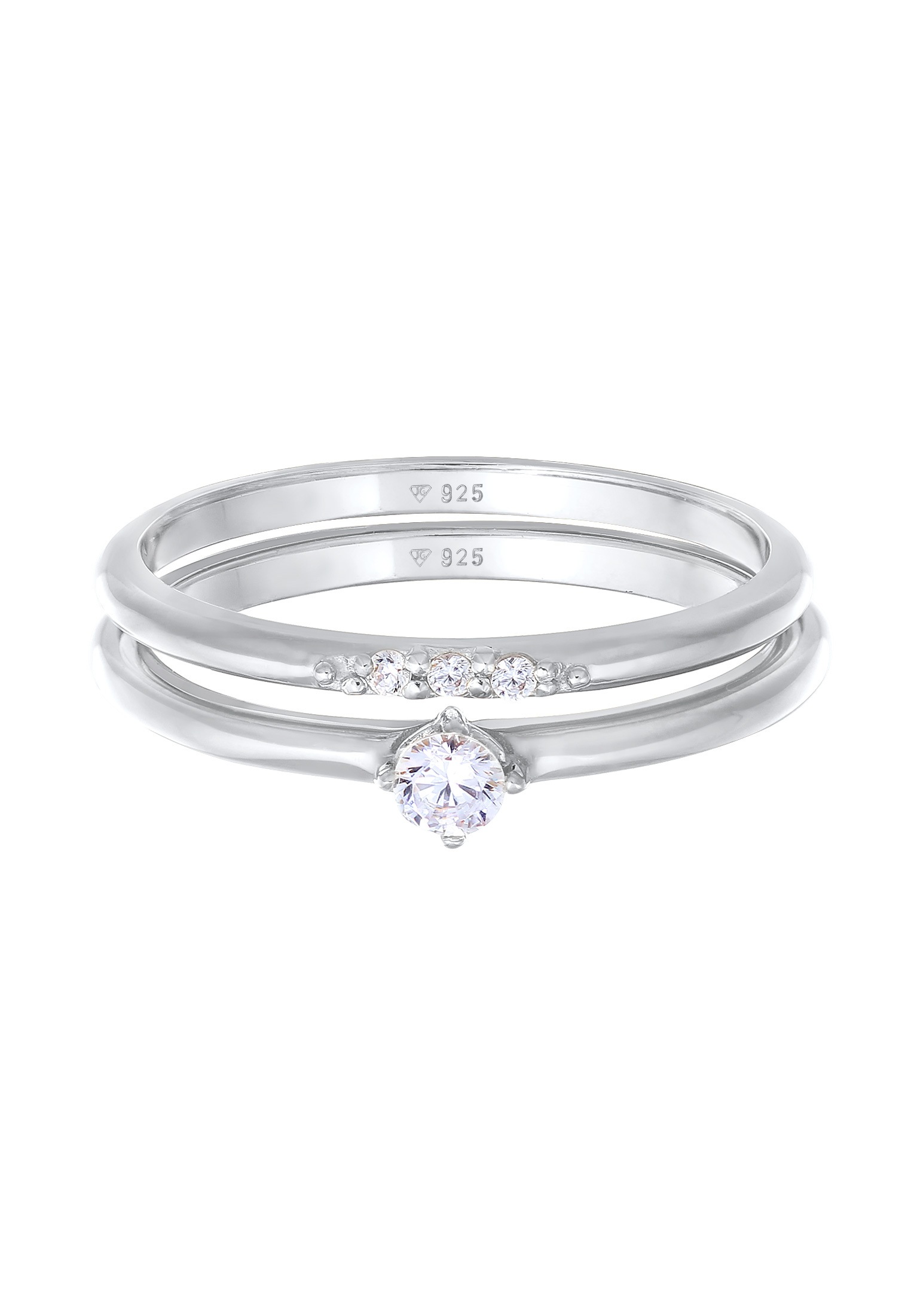 Elli Ring-Set »Ring Zirkonia Solitär Trend Set 925 Silber«