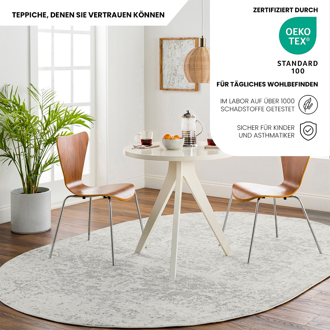 Livabliss Teppich »SYRACUSA, 275x200 cm«, oval, 12 mm Höhe, Vintage Orientteppich, Traditional Kurzflor Boho Wohnzimmerteppich
