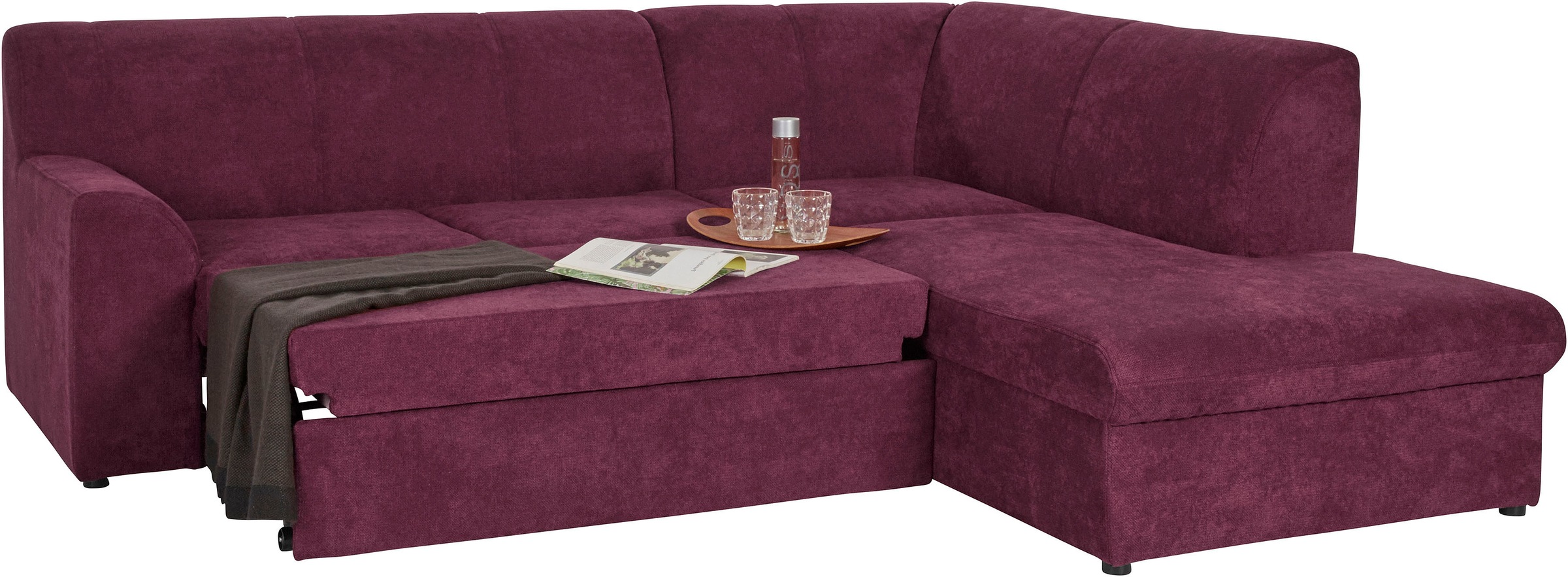 DOMO collection Ecksofa »Topper zeitlos elegant, kompakte Stellmaße, OTTOs Choice, L-Form«, mit Ottomane, wahlweise mit Schlaffunktion