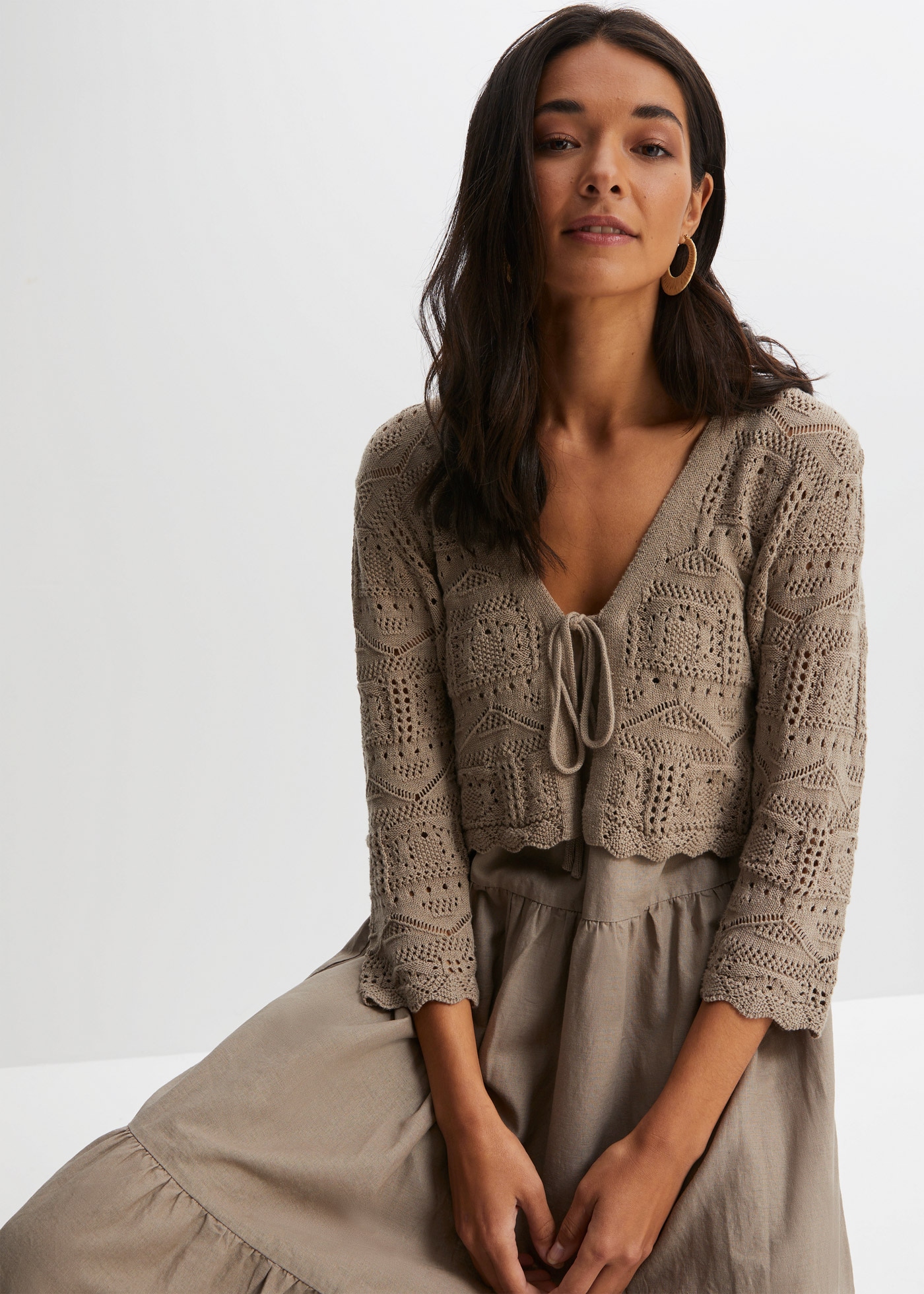 bonprix Ajourstrickjacke »Ajour-Bolero« Ajour-Bolero