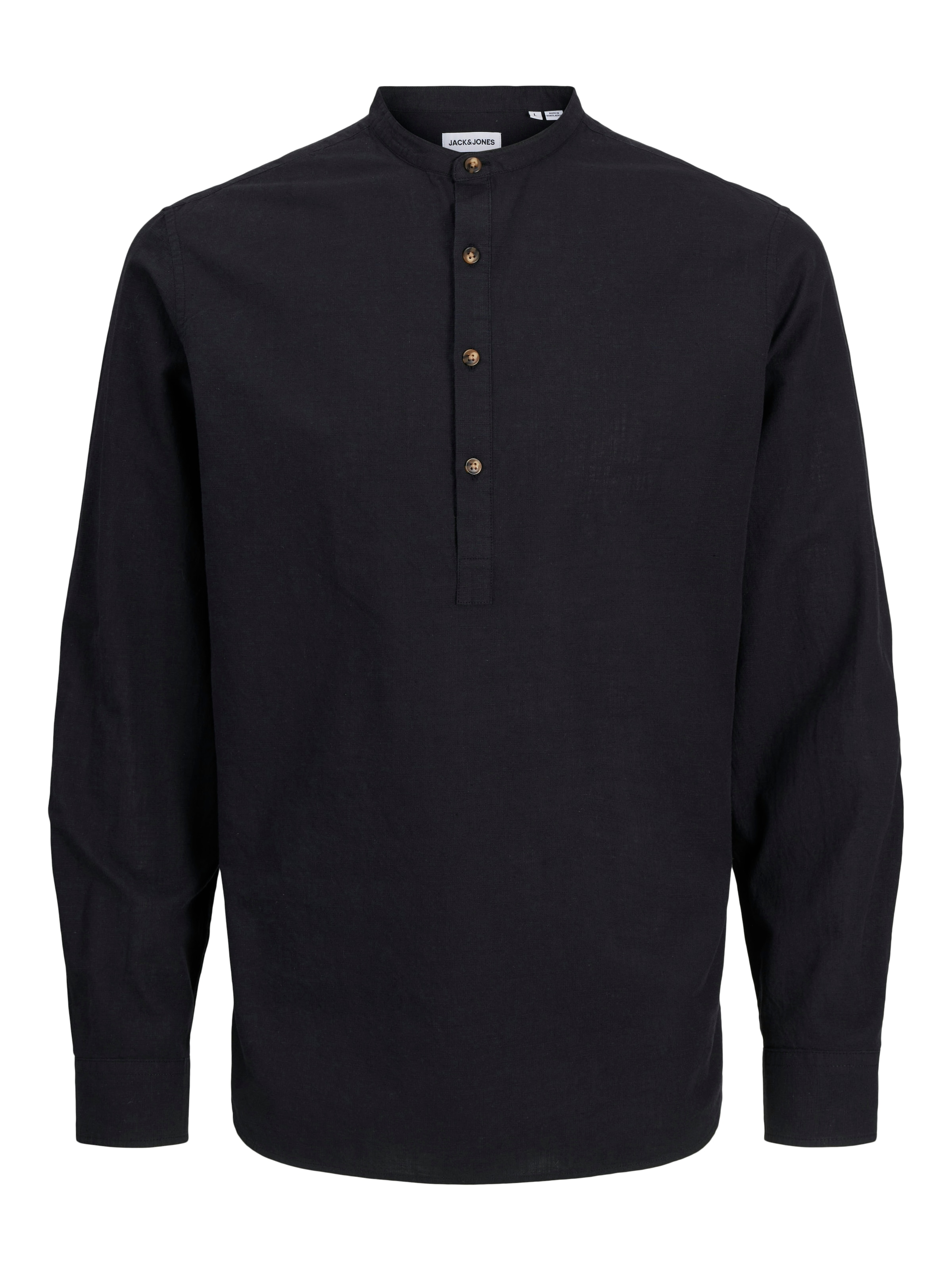 Jack & Jones Langarmhemd »JJESUMMER HALF PLACKET SHIRT LS SN«, mit Bandkragen
