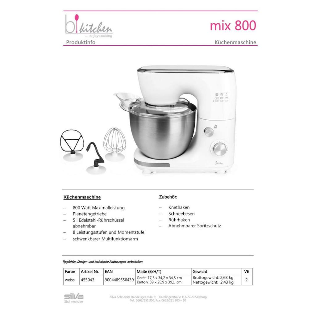 BiKitchen Küchenmaschine »mix 800«