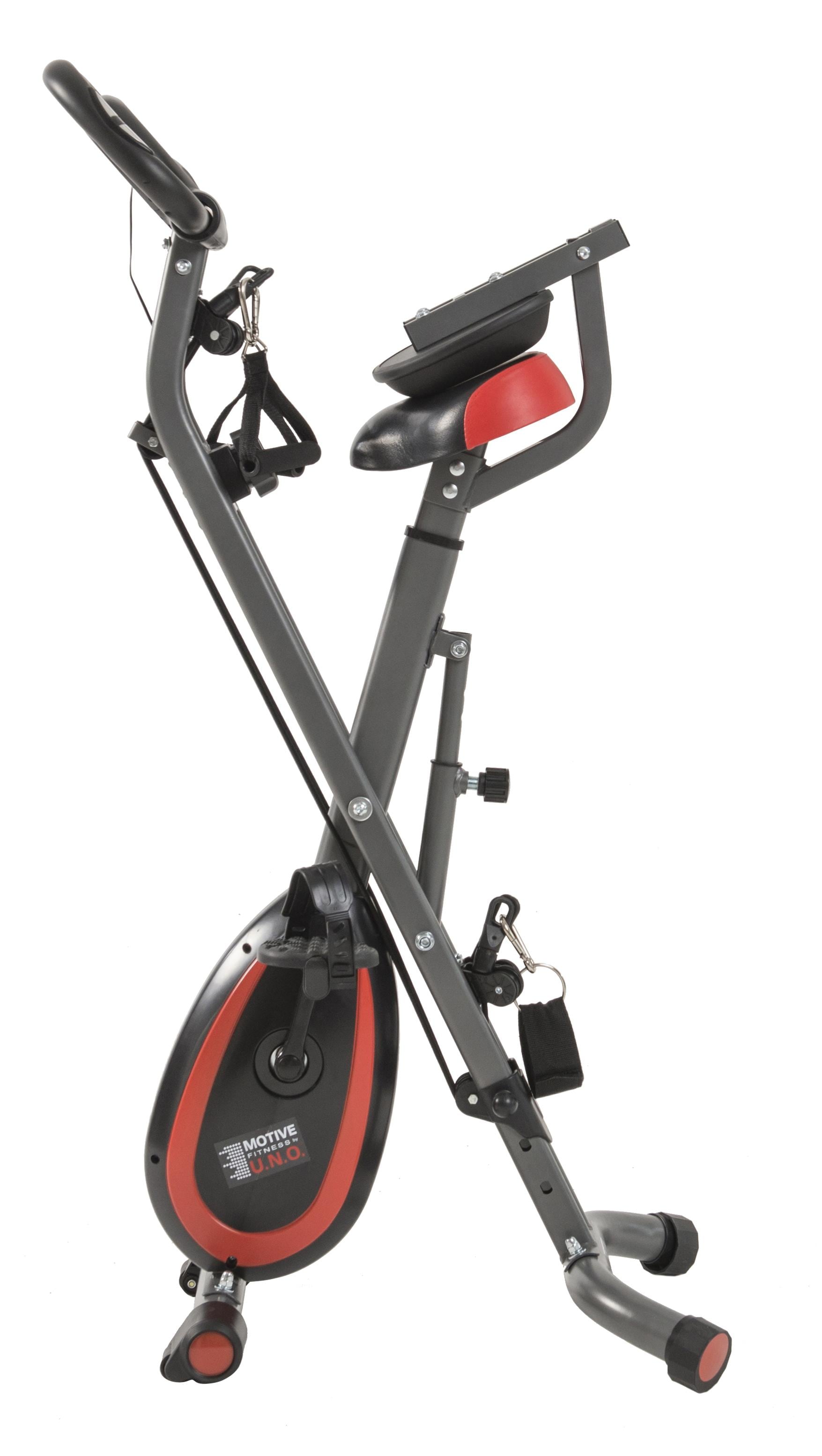 MOTIVE FITNESS by U.N.O. Heimtrainer »Multi-Function X-BIKE (mit/ohne Unterlegmatte)«, (inkl. Seilzug für Arme und Beine), klappbar