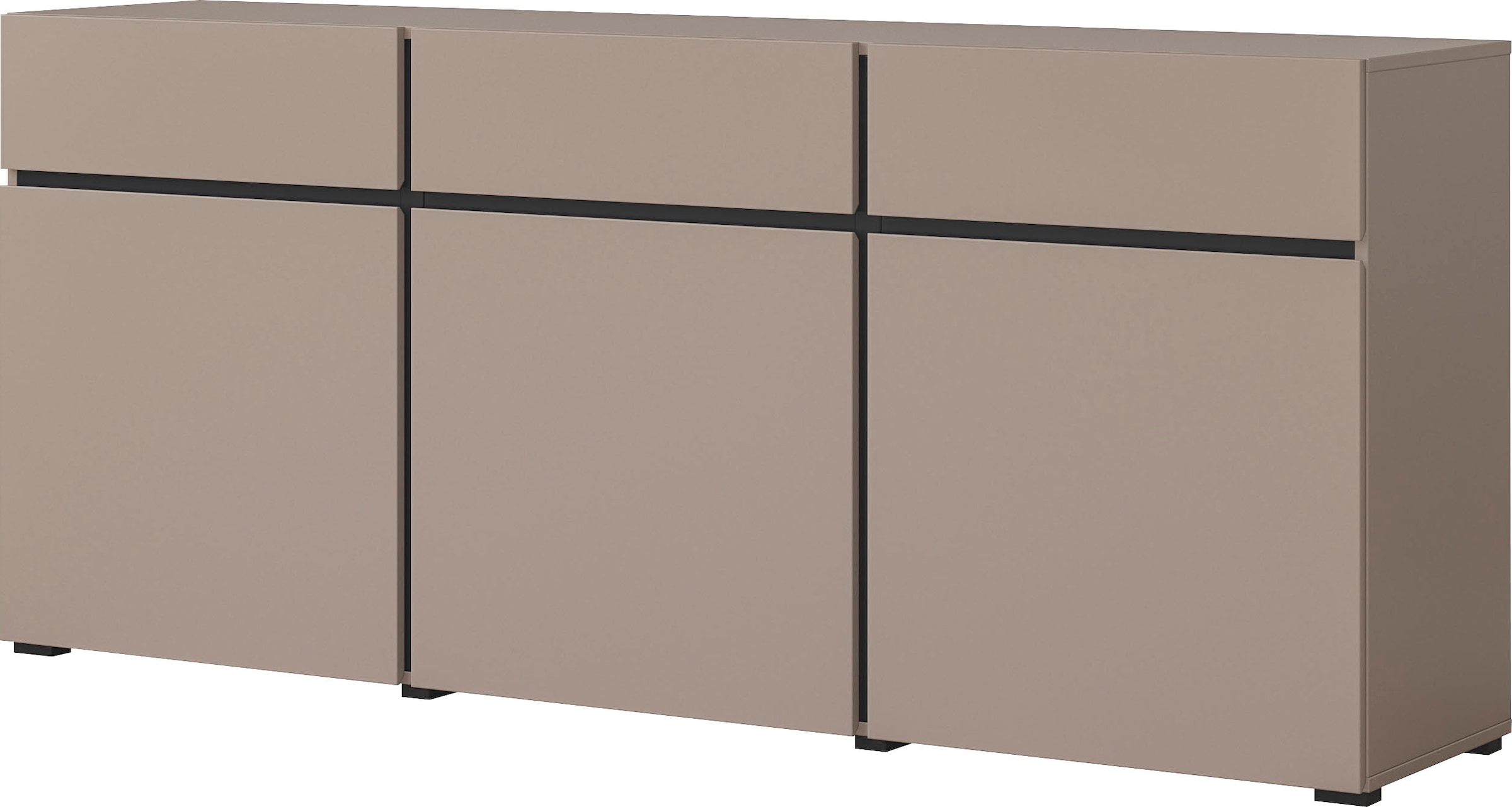 INOSIGN Sideboard »Cross,Breite 180 cm, moderne grifflose Kommode,3 Türen/3 Schubkästen«, Schubladenschrank mit viel Stauraum, Einlegeböden verstellbar