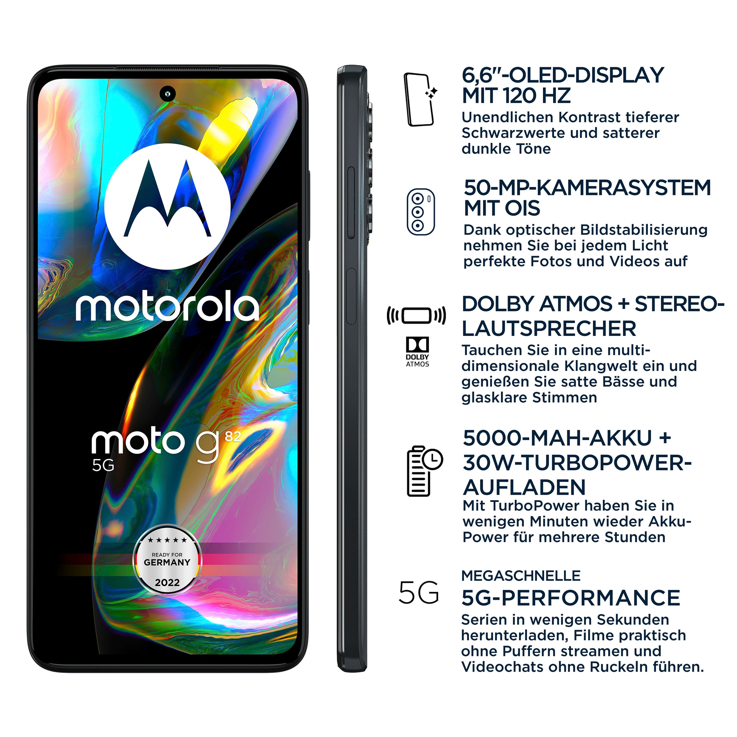 Motorola Smartphone Kamera Grey, cm/6,6 Jahre 50 128 16,76 3 ➥ XXL Meteorite 5G«, Speicherplatz, UNIVERSAL MP GB Zoll, | »g82 Garantie