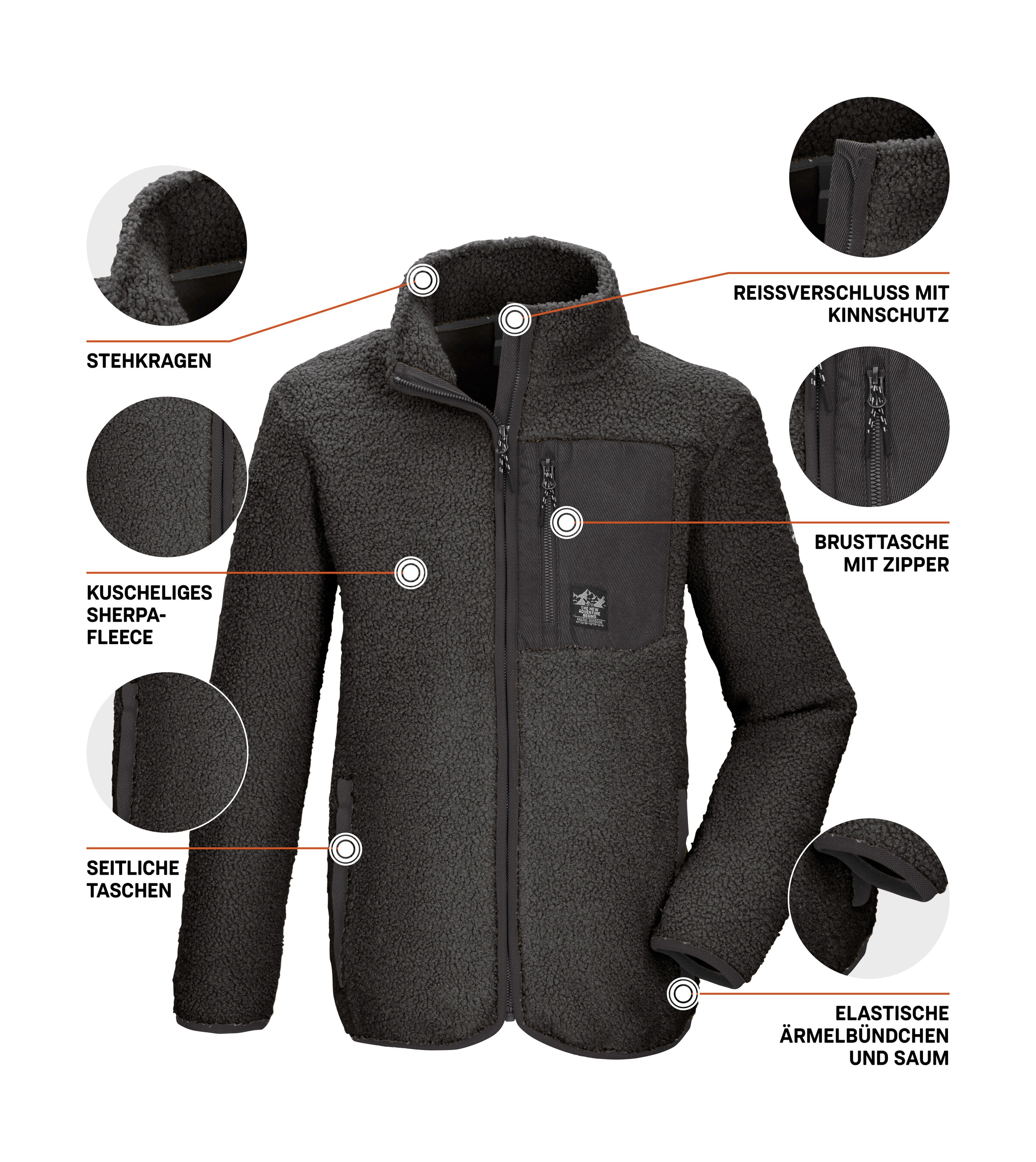Killtec Fleecejacke »KOW 144 BYS FLC JCKT« Weiche Sherpa Fleecejacke mit Kinnschutz und Stauraum