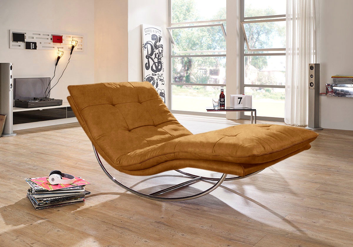 W.SCHILLIG Relaxliege »daily dreams«, in Waffelkissen-Optik, Schaukelgestell Chrom glänzend, in 2 Breiten