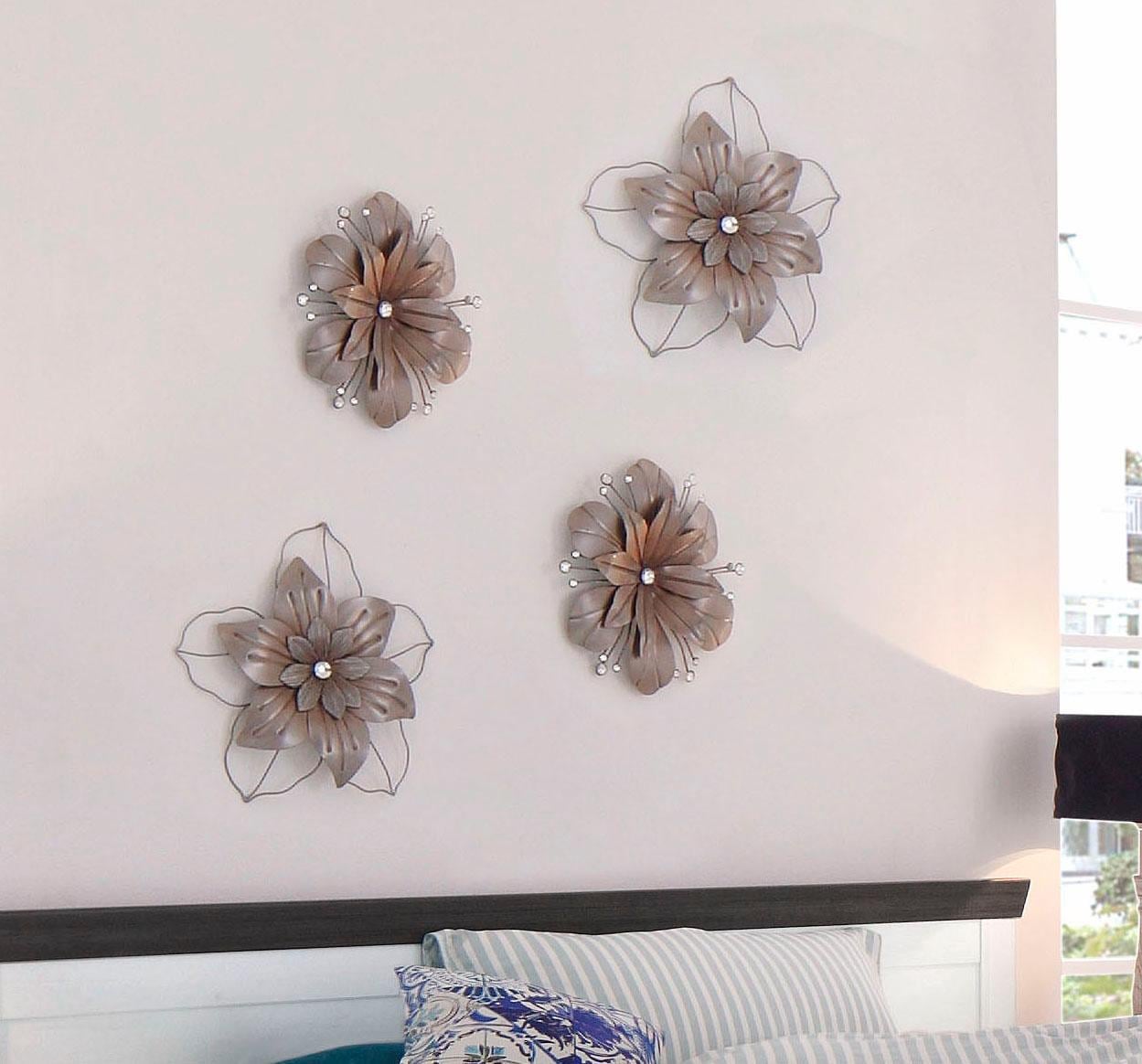 Home affaire Wanddekoobjekt »Blume«, Wanddeko, aus Metall, mit Perlmutt  Verzierung auf Raten bestellen