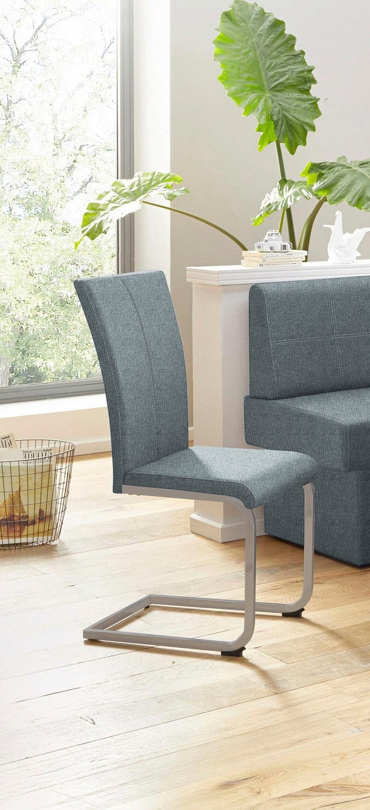 Home affaire Freischwinger »Nils«, (Set), 2 St., Strukturstoff-Struktur grob, Stuhl belastbar bis 120 Kg, Gestell Metall im Chrom-Look oder Schwarz