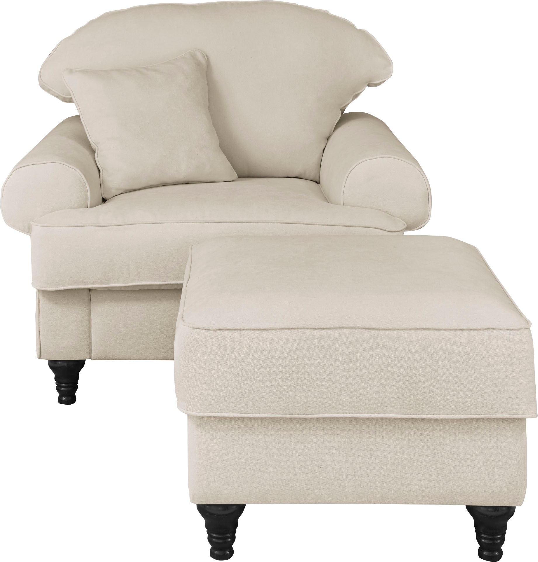 Home affaire Sessel »WESTMINSTER«, (Set, 2 St., 1Sessel, 1 Hocker), mit Federkern-Polsterung