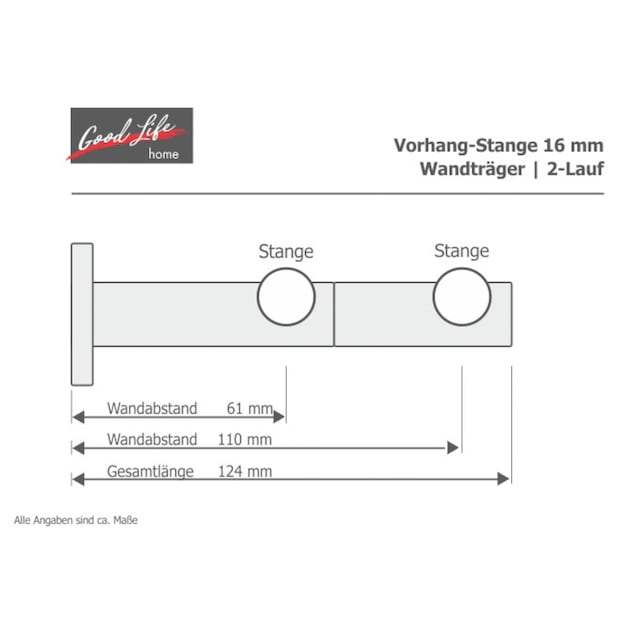 Good Life Gardinenstange »PUNTA«, 2 läufig-läufig, Fixmaß, mit Ringen