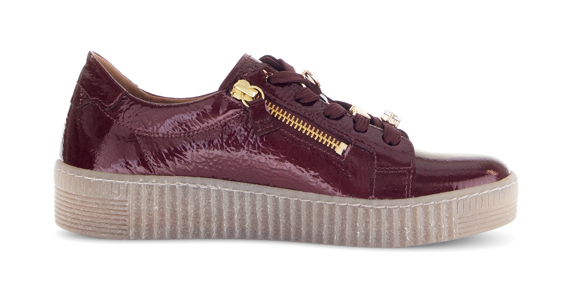 Gabor Plateausneaker  , Freizeitschuh, Halbschuh, Schnürer mit edlen Schmuck-Motiven