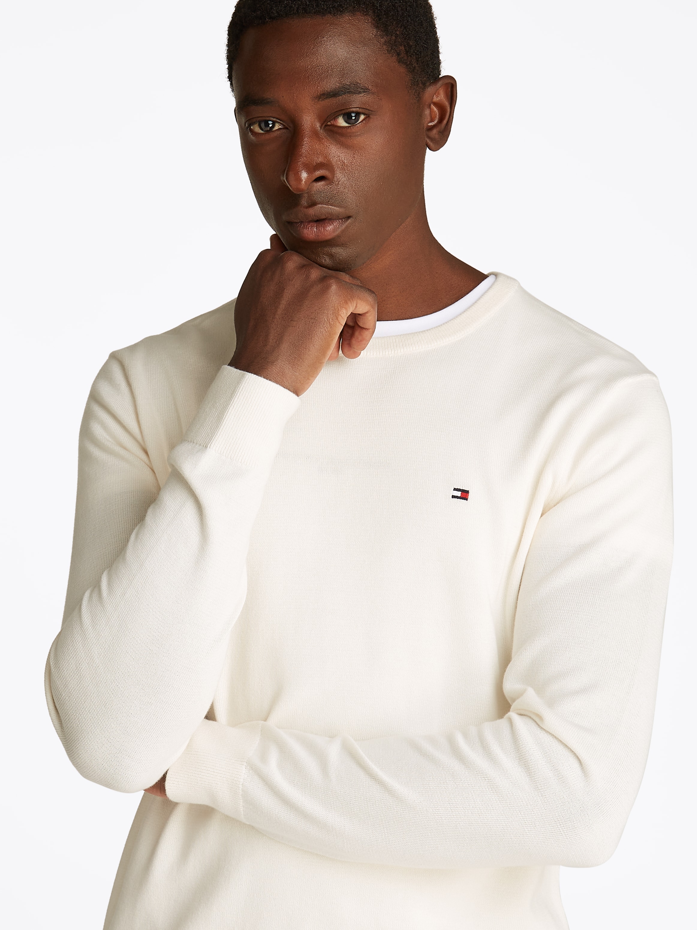 Tommy Hilfiger »ESSENTIAL COTTON CREW NECK« 100% Baumwolle Crewneck Regular Fit Premium Mode