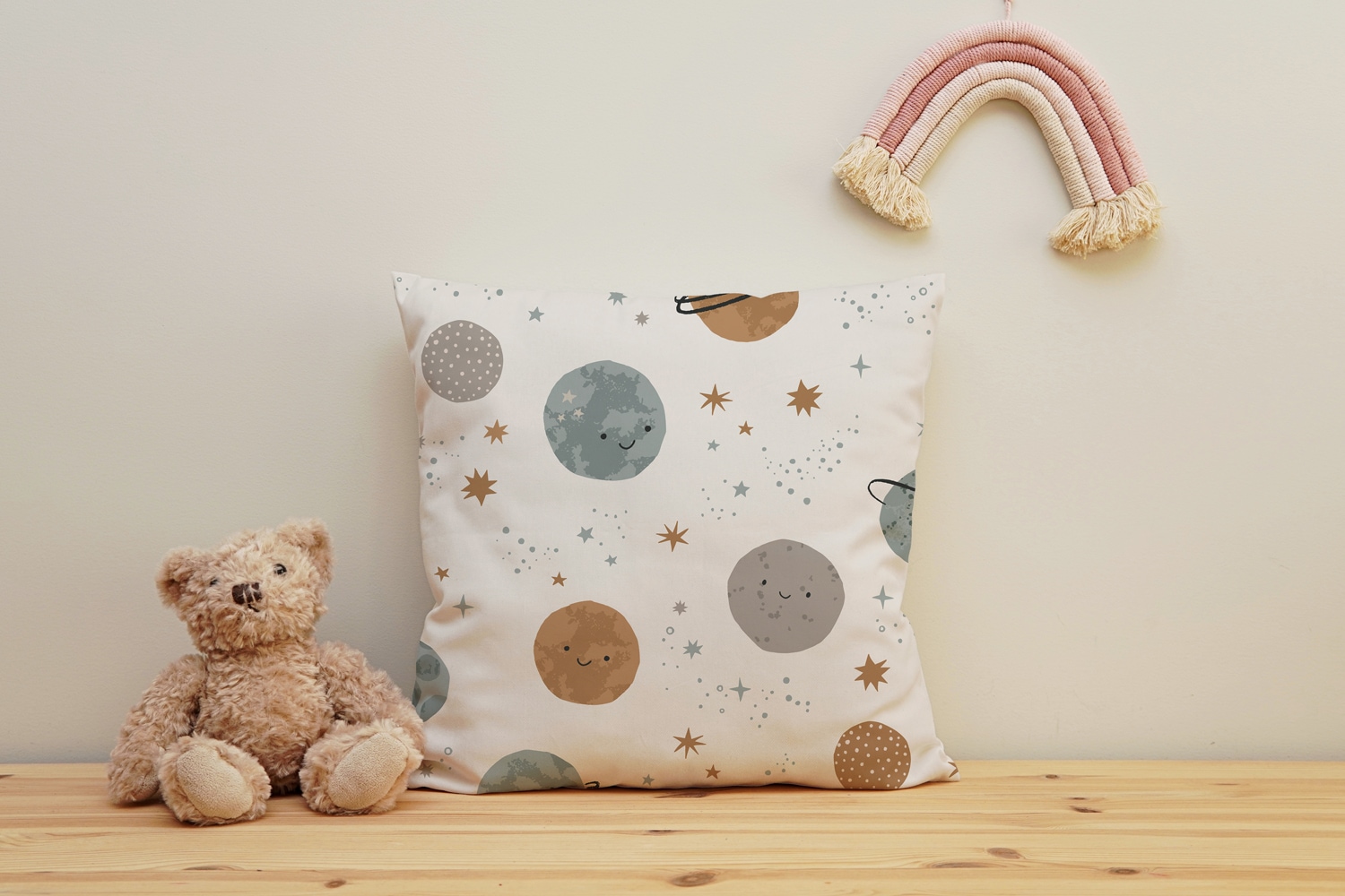 queence Dekokissen »Sternensystem«, Kissenhülle mit HD Premium Druck, geruchsneutral, 40x40cm