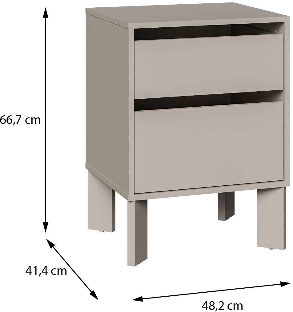FORTE Nachtkommode »Tahoe Nachtkommode, grifflos,  2 Schubkästen« B/H/T 48,2/66,7/41,4 cm