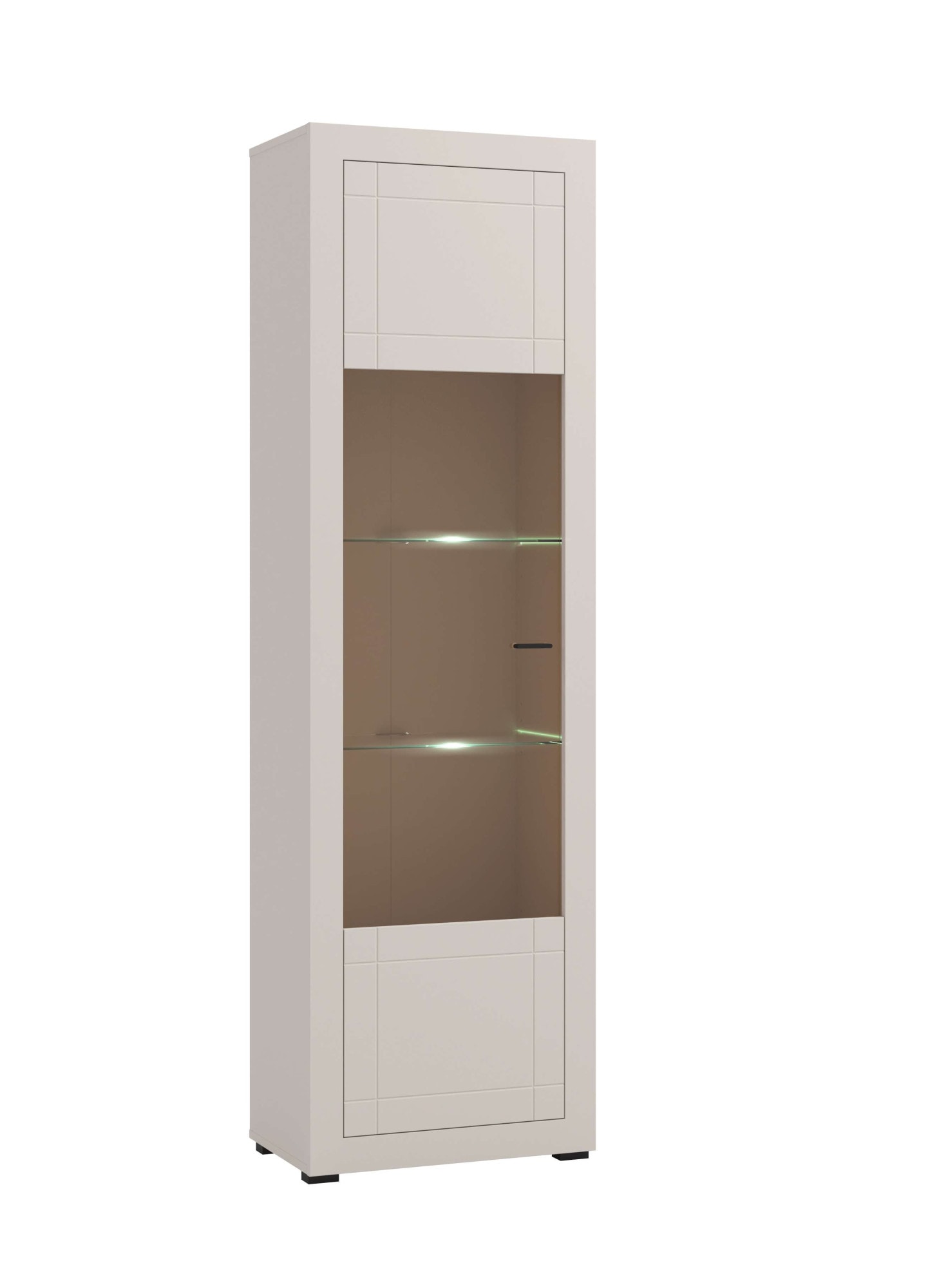 Home affaire Vitrine »Essex Vitrinenschrank, Glasschrank, Standvitrine, Highboard/Sideboard« Präzise Heißfolienprägung, Metallgriff, Eleganter Glasboden