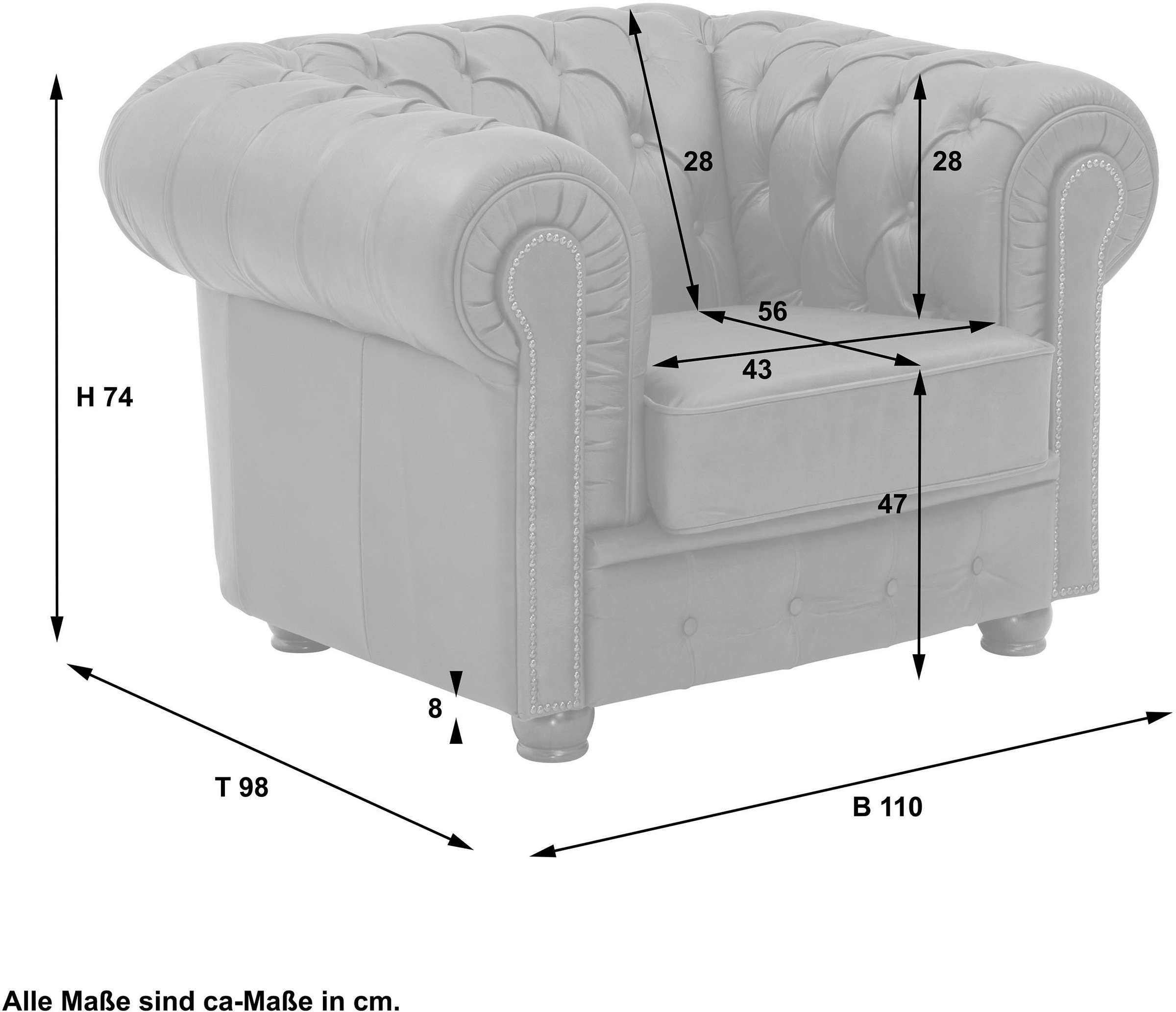 Max Winzer® Sessel »Norwin, Loungesessel, Chesterfield mit Ziernägeln in der Chatose,«, Clubsessel, klassisch, edel, modern und bequem