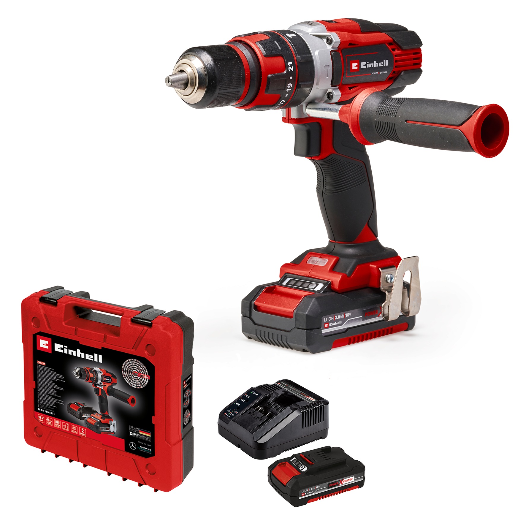 Einhell, Akku-Schlagbohrschrauber »TE-CD 18/48 Li-i« Power X-Change, inkl. 2 Akkus, Ladegerät und Aufbewahrungskoffer, rot-schwarz, Optimales Arbeiten