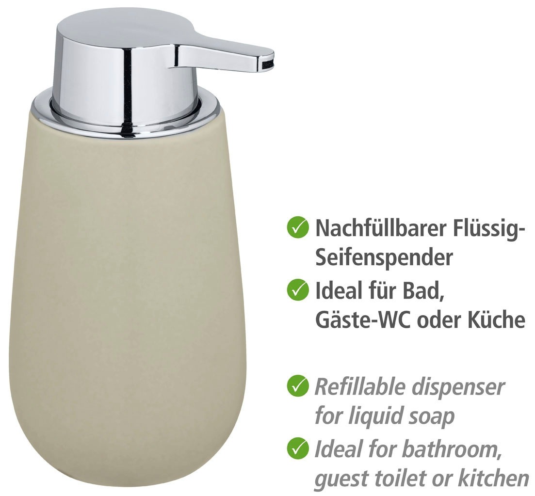 WENKO Seifenspender »Badi«, (1 tlg.), Beige Keramik, 320 ml