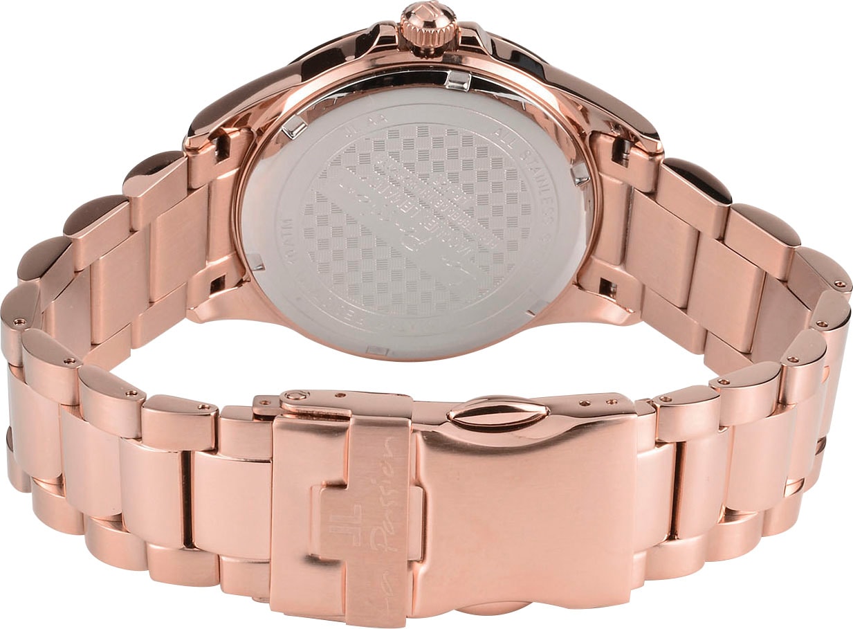 Jacques Lemans Quarzuhr »La Passion« Armbanduhr, Damenuhr, Edelstahlarmband, analog, Datum, Leuchtindex