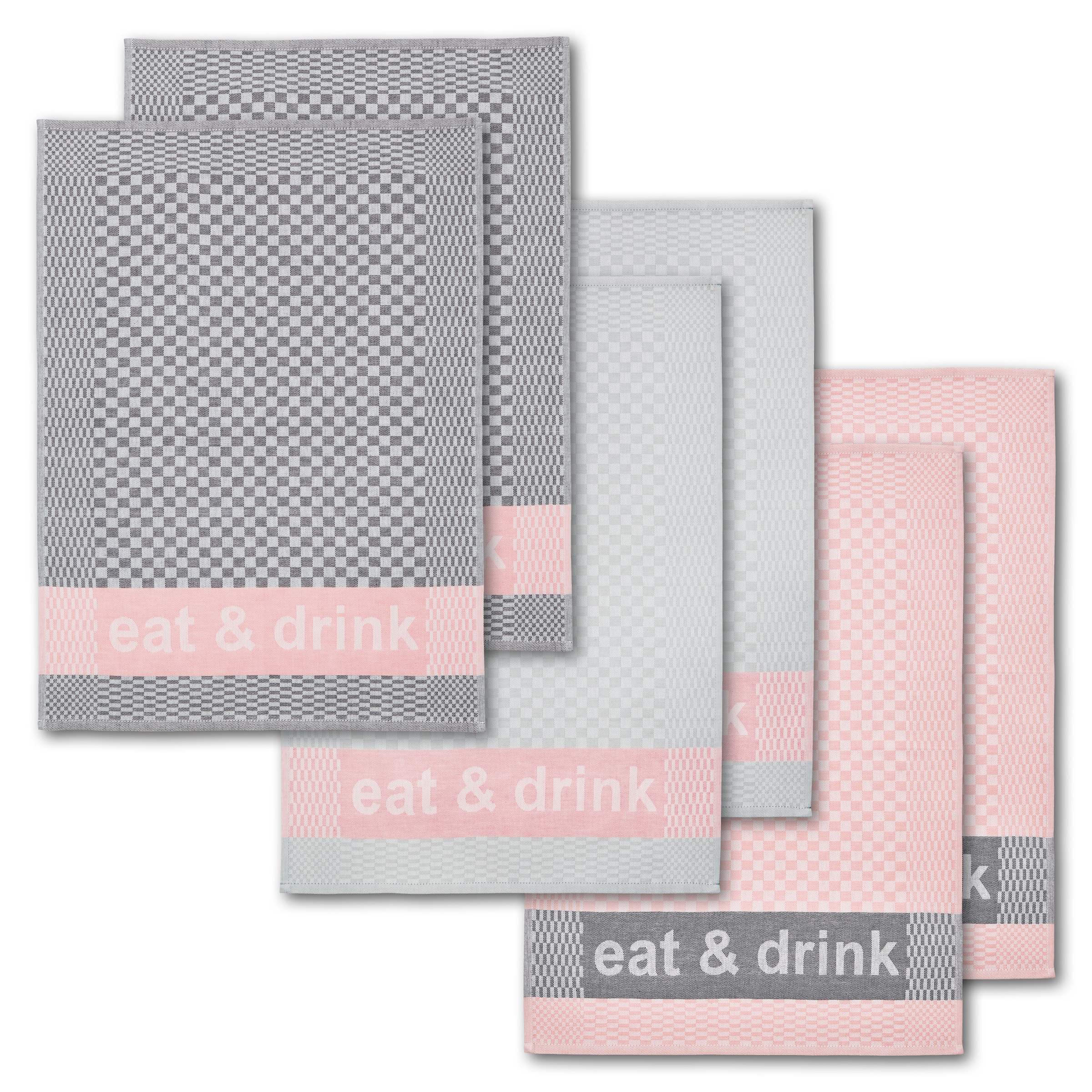 Dyckhoff Geschirrtuch »Eat & Drink, Maße je Tuch ca. 50x70 cm«, (Set, 6 tlg.), mit drei...