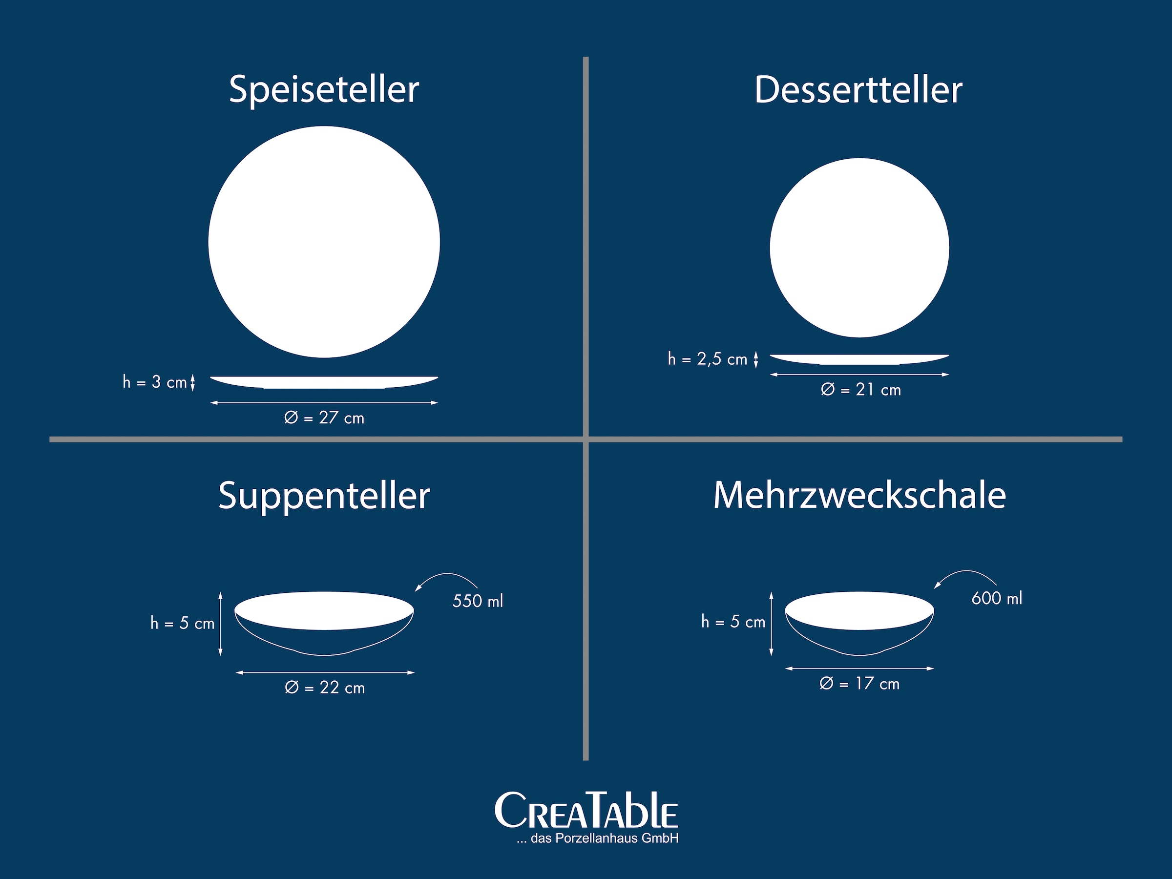 CreaTable Teller-Set »Neapel, Service 16-tlg.« Teller Set, Edles Tellerset, Vulkanoptik