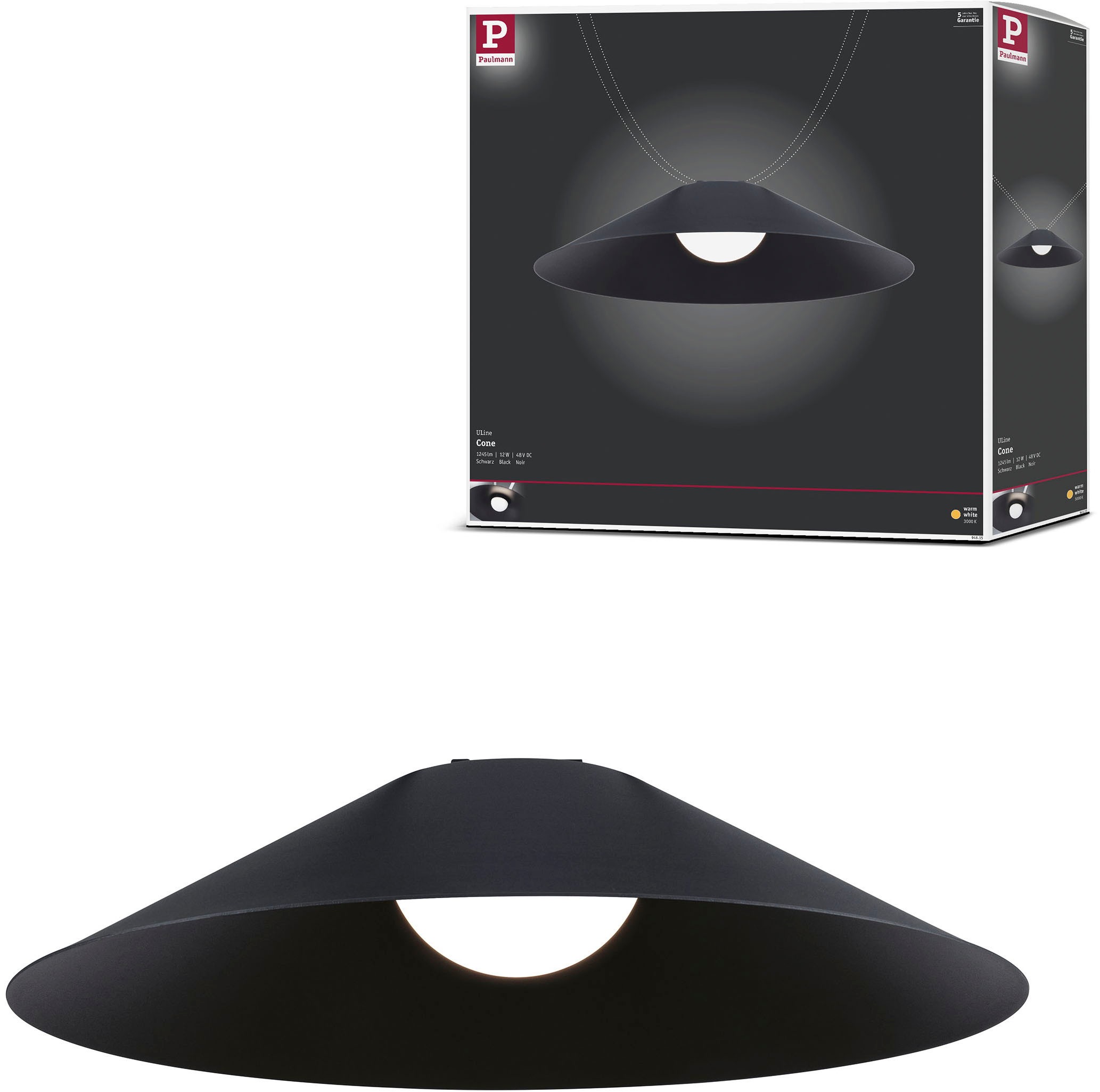 Paulmann Hängeleuchte »ULine Pendelleuchte Cone  350mm 12W Schwarz« 1 Stk. Warmweiß