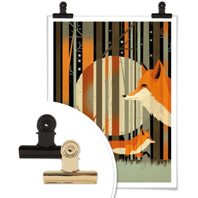 Wall-Art Poster »Midnight Foxes«, Schriftzug, (1 St.), Poster, Wandbild,  Bild, Wandposter bequem bestellen
